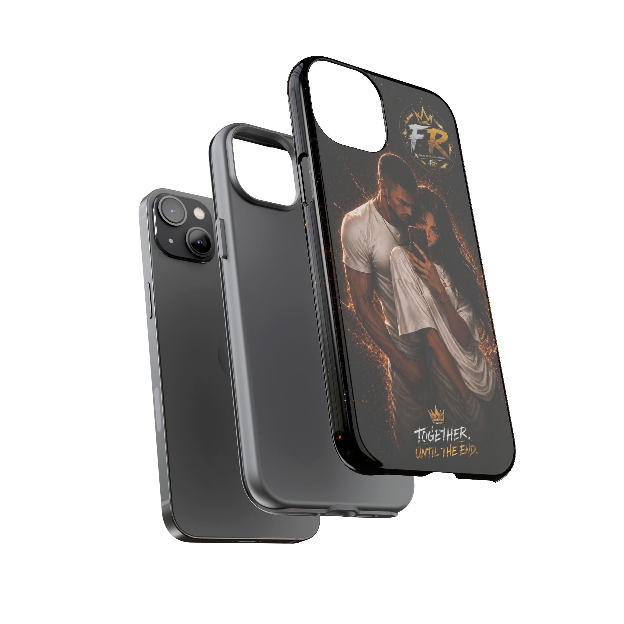 Couple Portrait Tough Phone Case iPhone 8 to iPhone 17 Pro Max - "Together Until The End" Protective Cover