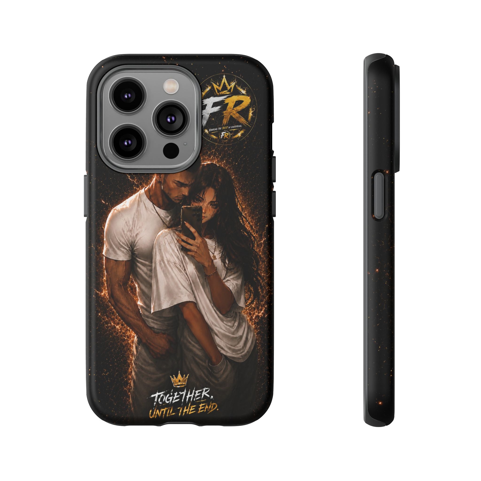 Couple Portrait Tough Phone Case iPhone 8 to iPhone 17 Pro Max - "Together Until The End" Protective Cover