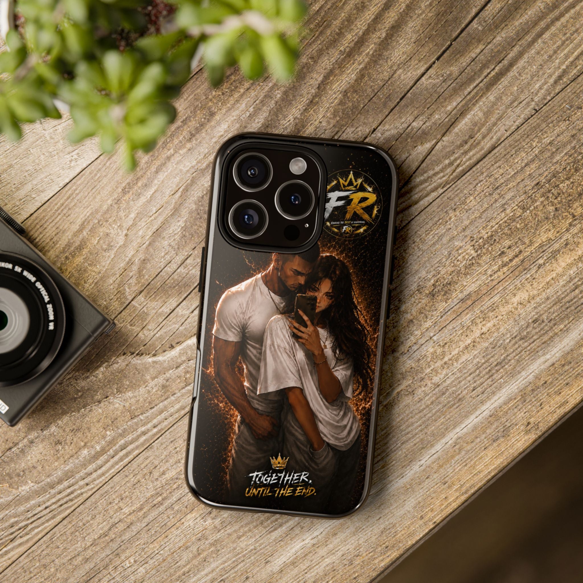 Couple Portrait Tough Phone Case iPhone 8 to iPhone 17 Pro Max - "Together Until The End" Protective Cover