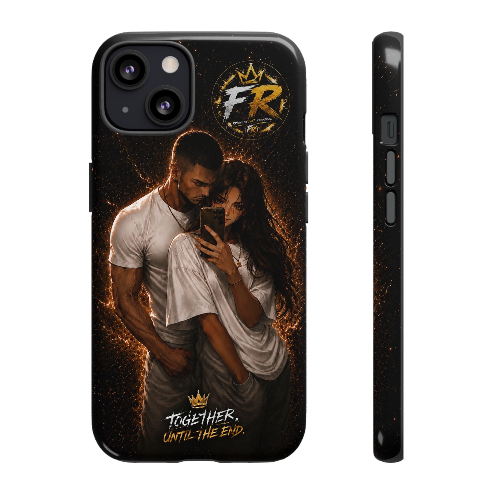Couple Portrait Tough Phone Case iPhone 8 to iPhone 17 Pro Max - "Together Until The End" Protective Cover