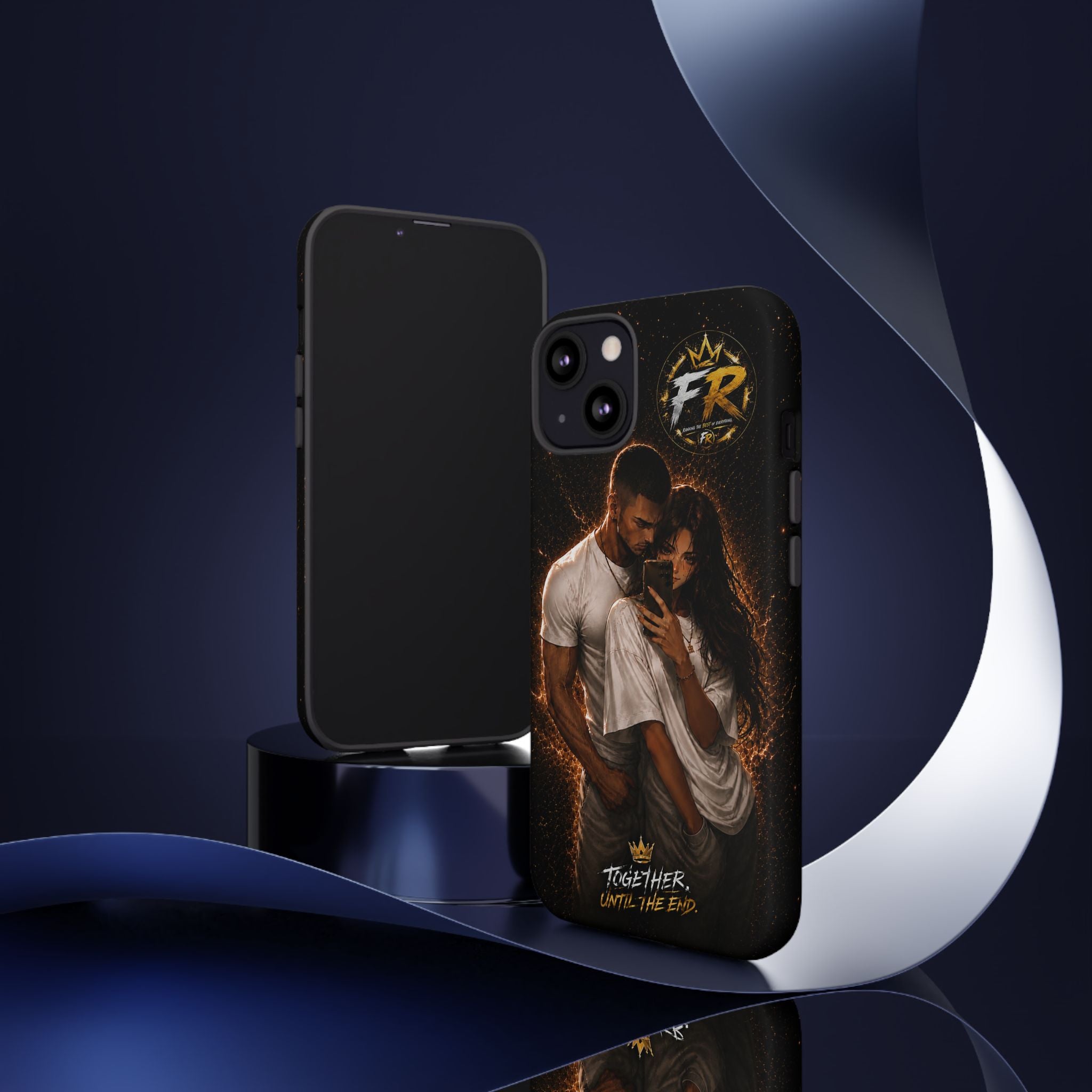 Couple Portrait Tough Phone Case iPhone 8 to iPhone 17 Pro Max - "Together Until The End" Protective Cover