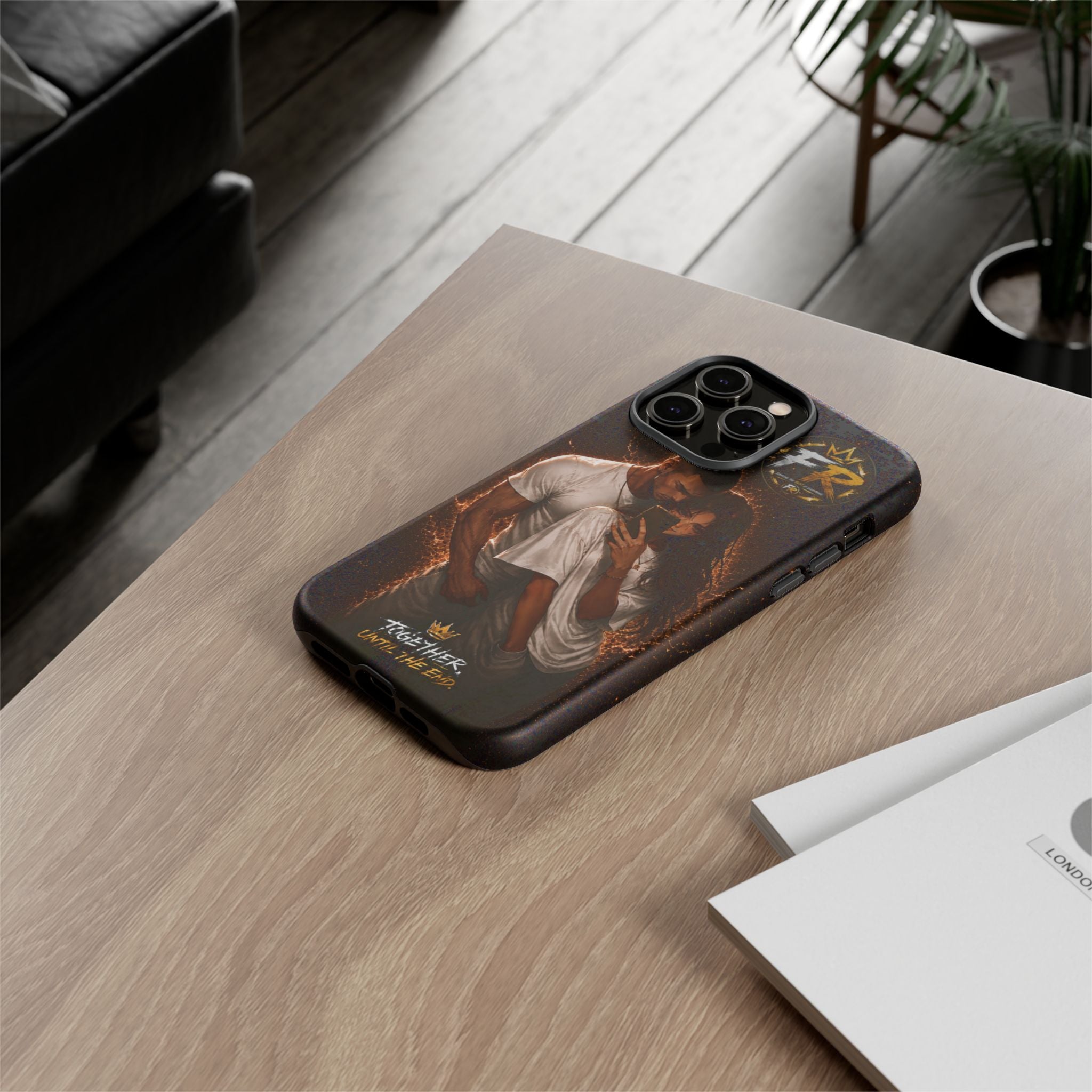 Couple Portrait Tough Phone Case iPhone 8 to iPhone 17 Pro Max - "Together Until The End" Protective Cover