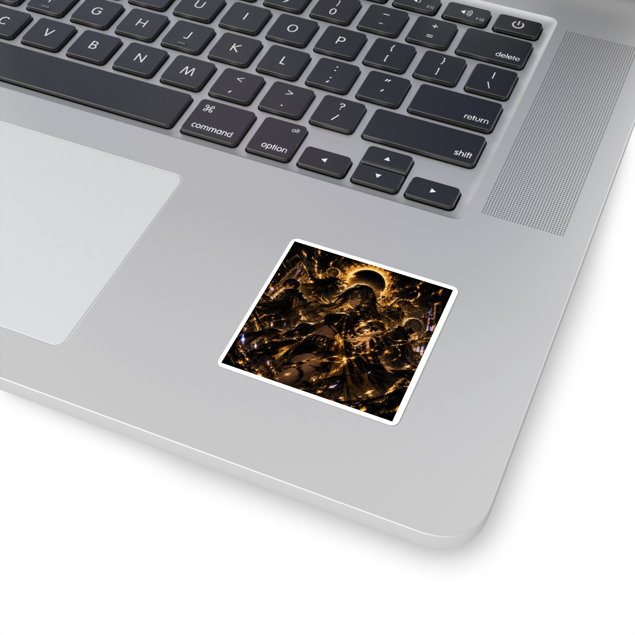Mystic Eclipse Anime Square Sticker — Dark Fantasy Glow Laptop Decal