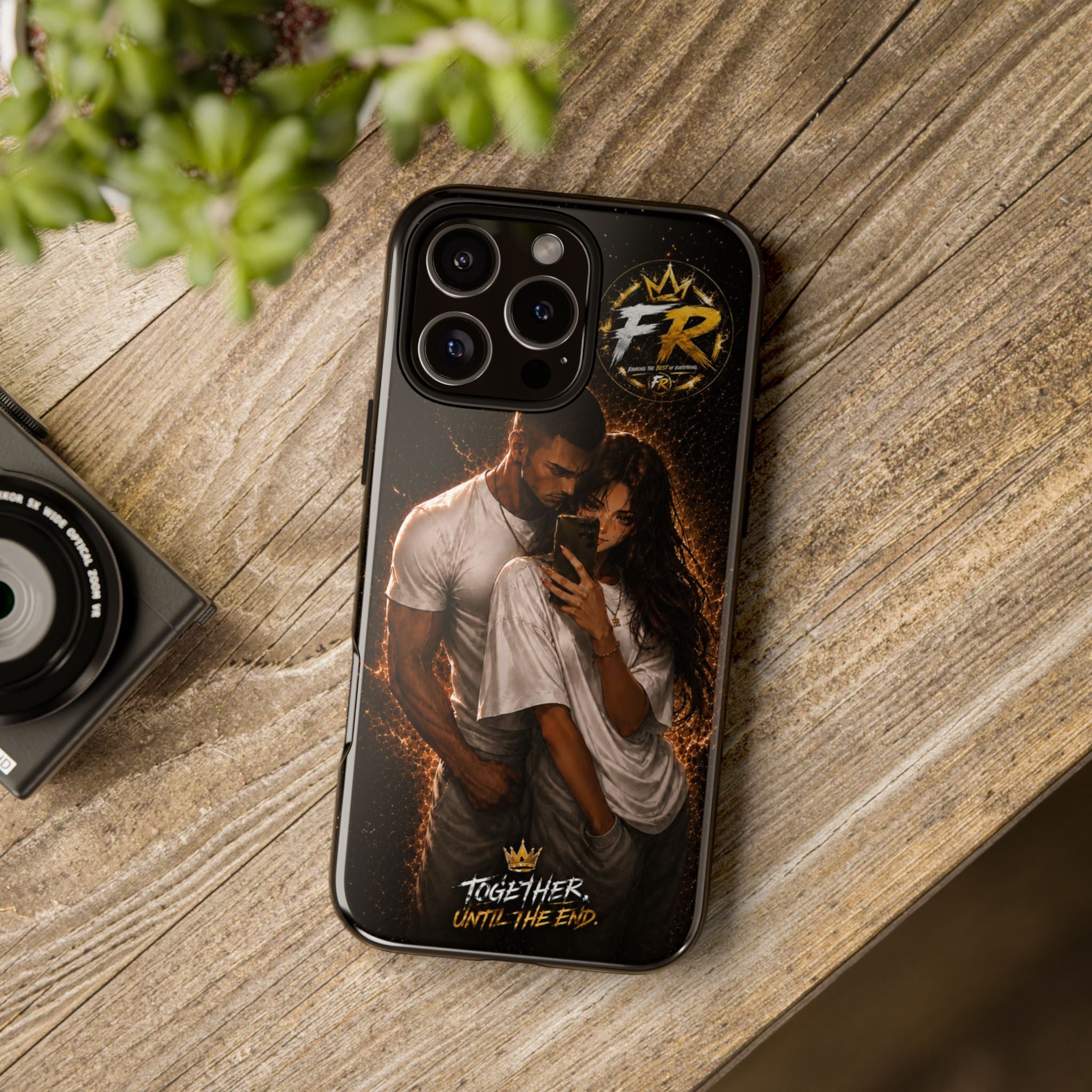 Couple Portrait Tough Phone Case iPhone 8 to iPhone 17 Pro Max - "Together Until The End" Protective Cover