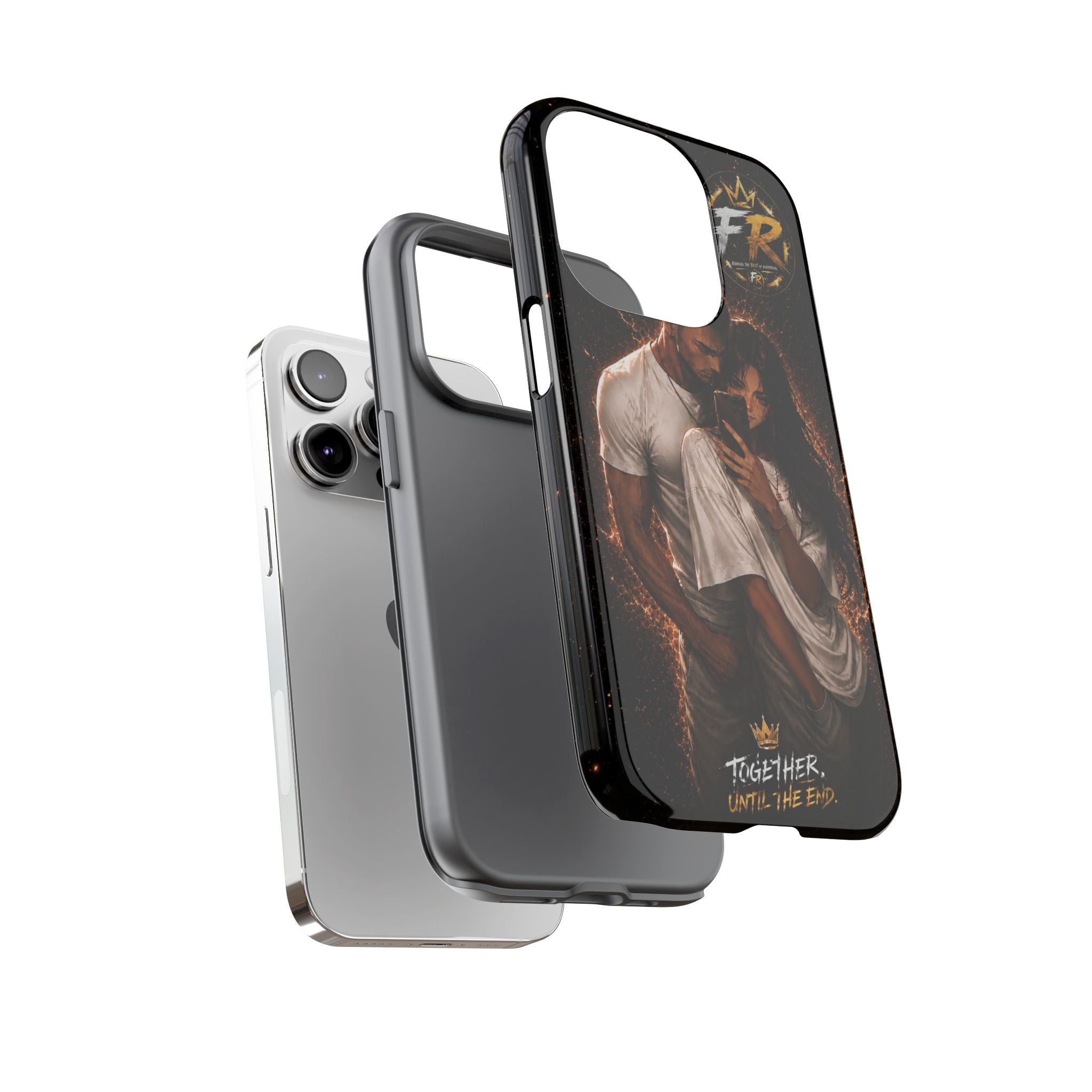 Couple Portrait Tough Phone Case iPhone 8 to iPhone 17 Pro Max - "Together Until The End" Protective Cover