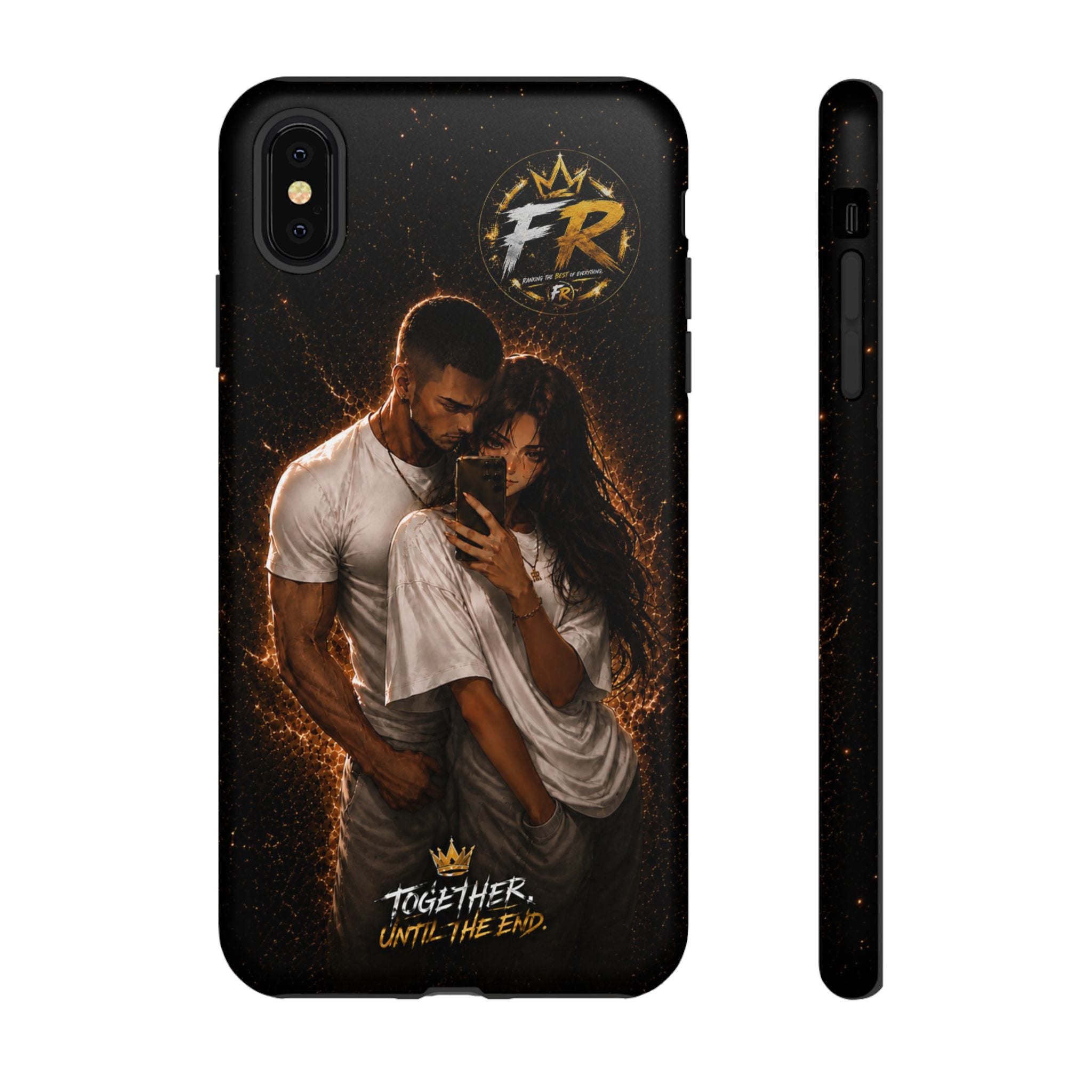 Couple Portrait Tough Phone Case iPhone 8 to iPhone 17 Pro Max - "Together Until The End" Protective Cover
