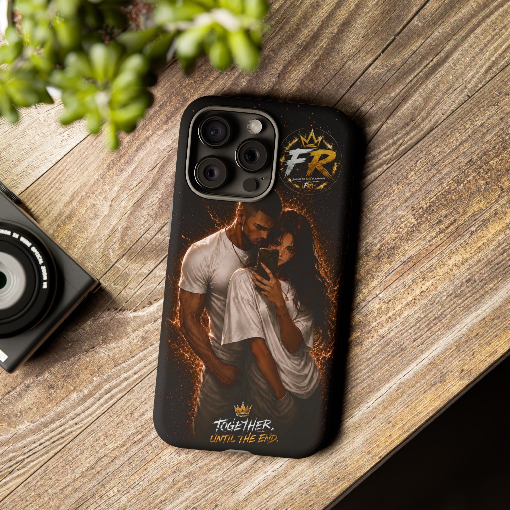 Couple Portrait Tough Phone Case iPhone 8 to iPhone 17 Pro Max - "Together Until The End" Protective Cover
