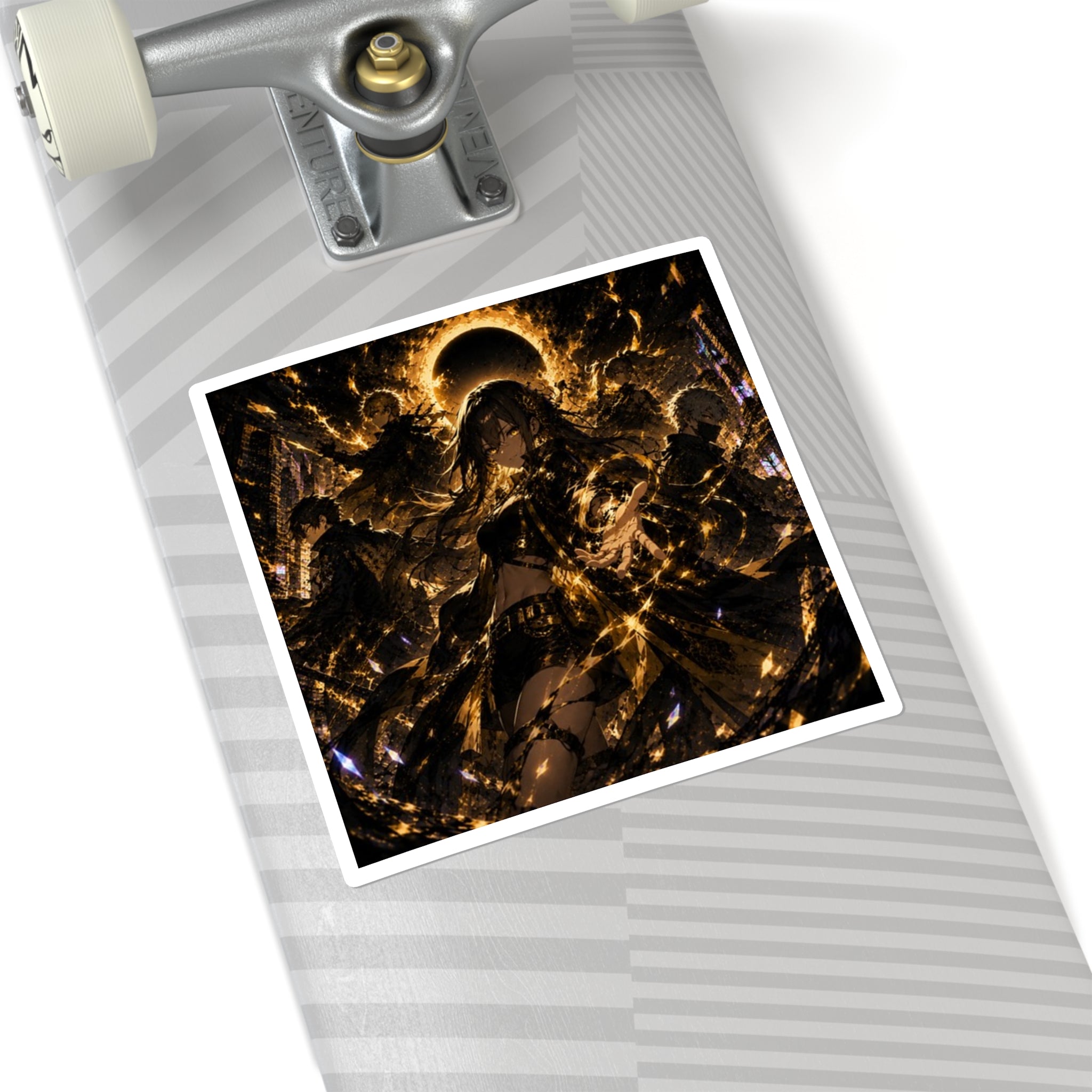 Mystic Eclipse Anime Square Sticker — Dark Fantasy Glow Laptop Decal