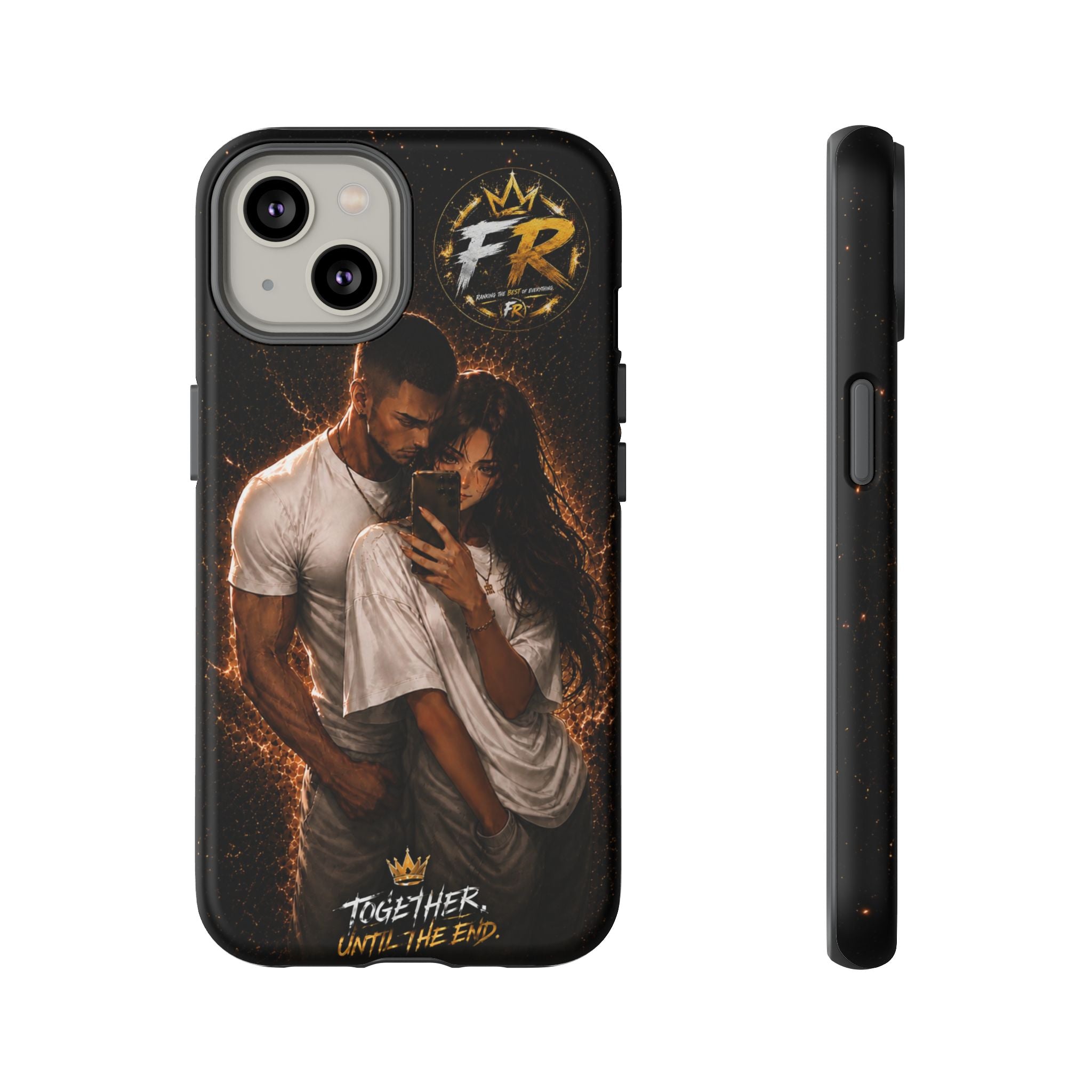 Couple Portrait Tough Phone Case iPhone 8 to iPhone 17 Pro Max - "Together Until The End" Protective Cover