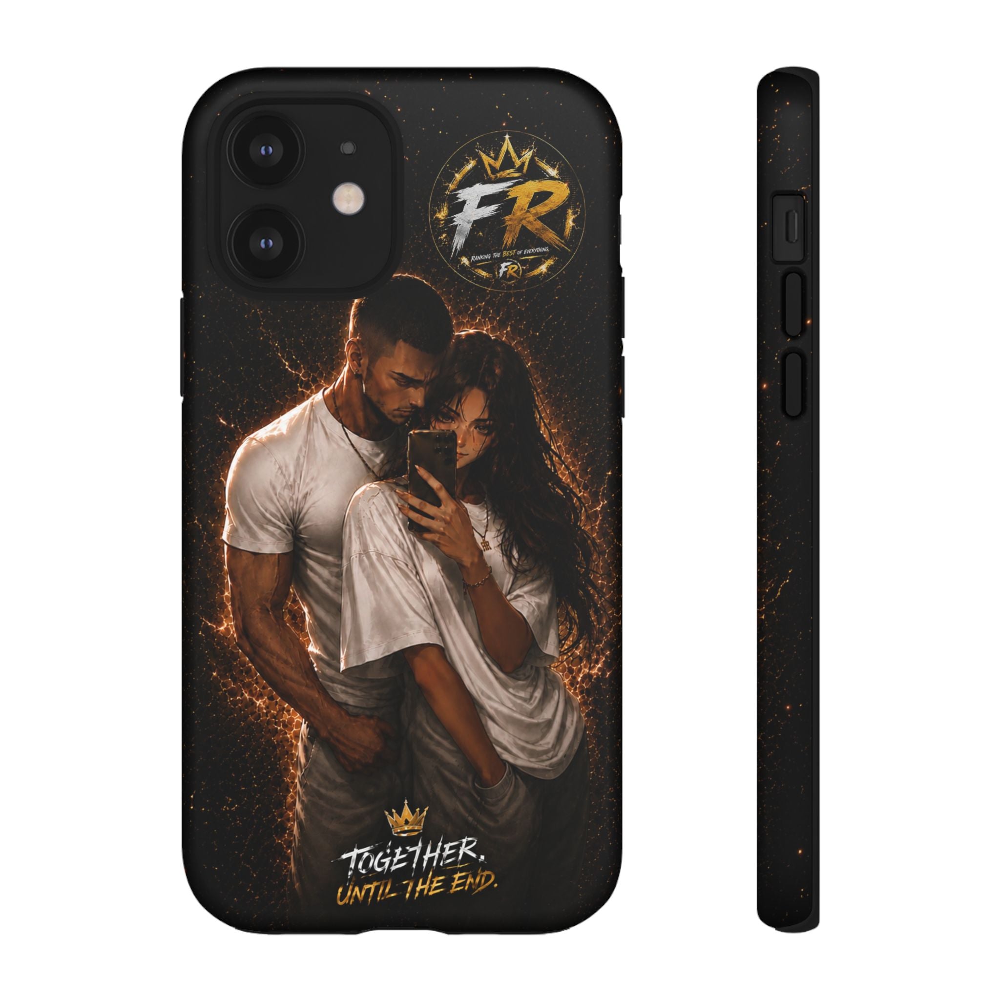 Couple Portrait Tough Phone Case iPhone 8 to iPhone 17 Pro Max - "Together Until The End" Protective Cover