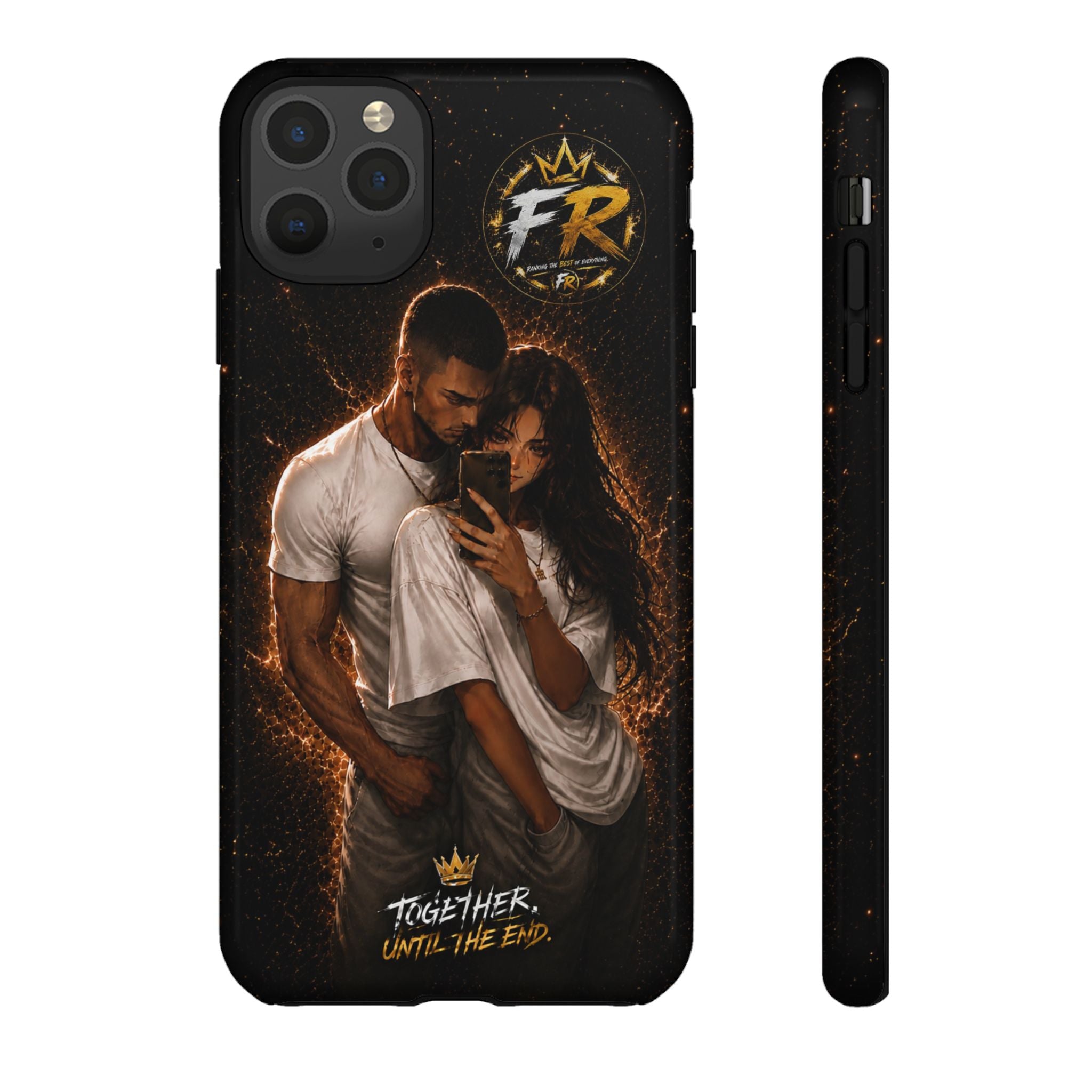 Couple Portrait Tough Phone Case iPhone 8 to iPhone 17 Pro Max - "Together Until The End" Protective Cover