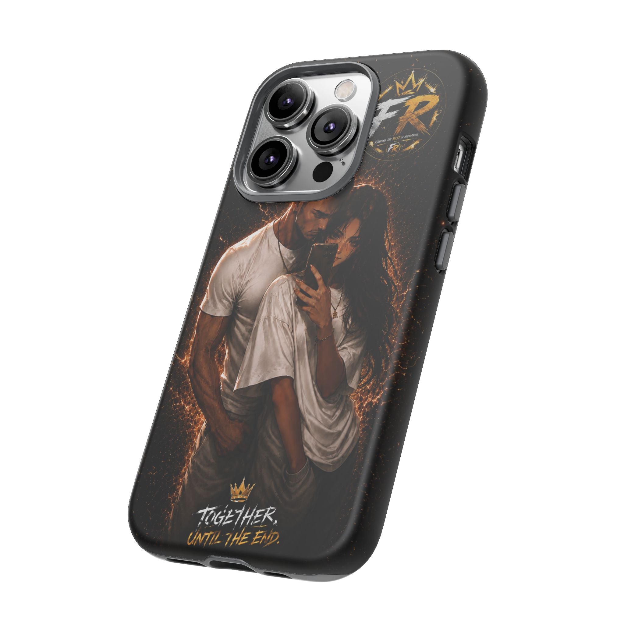 Couple Portrait Tough Phone Case iPhone 8 to iPhone 17 Pro Max - "Together Until The End" Protective Cover