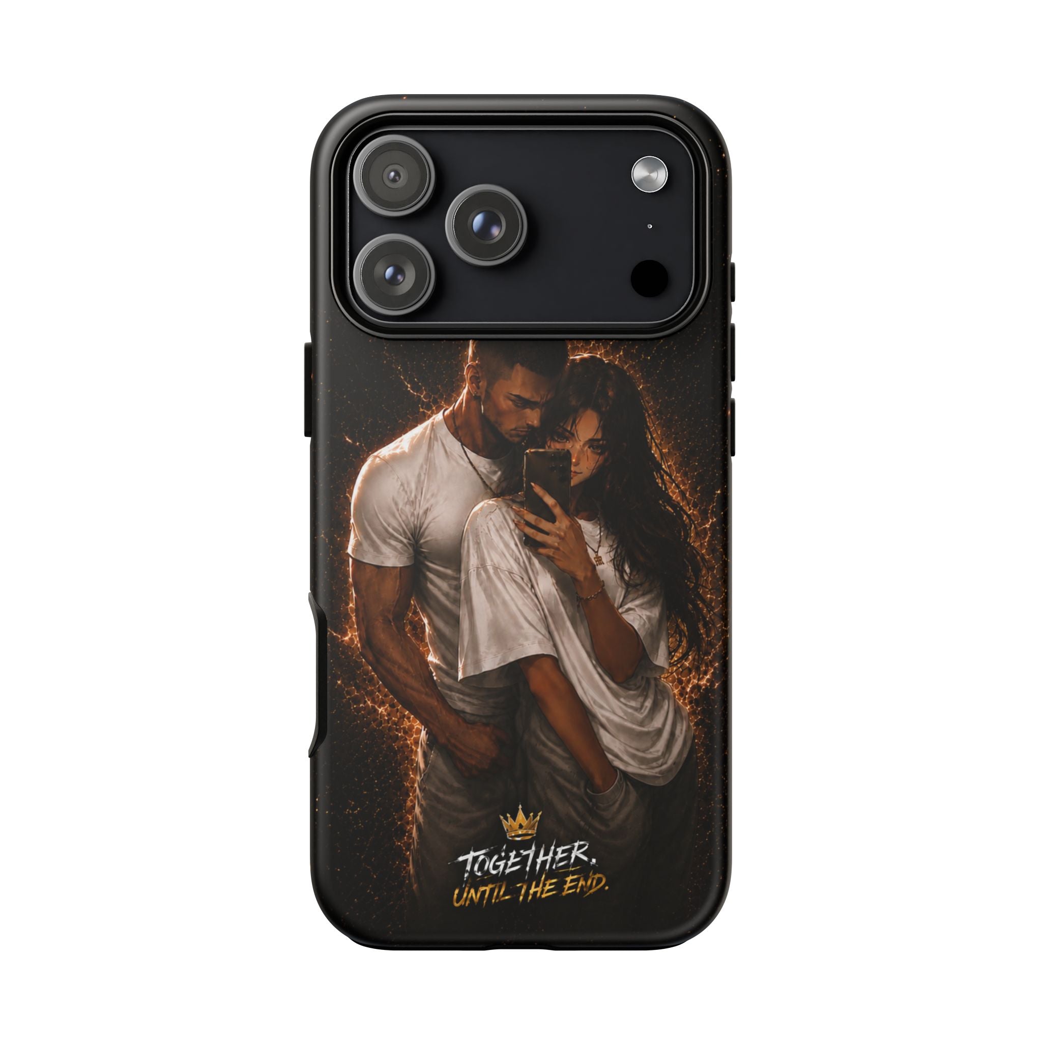 Couple Portrait Tough Phone Case iPhone 8 to iPhone 17 Pro Max - "Together Until The End" Protective Cover