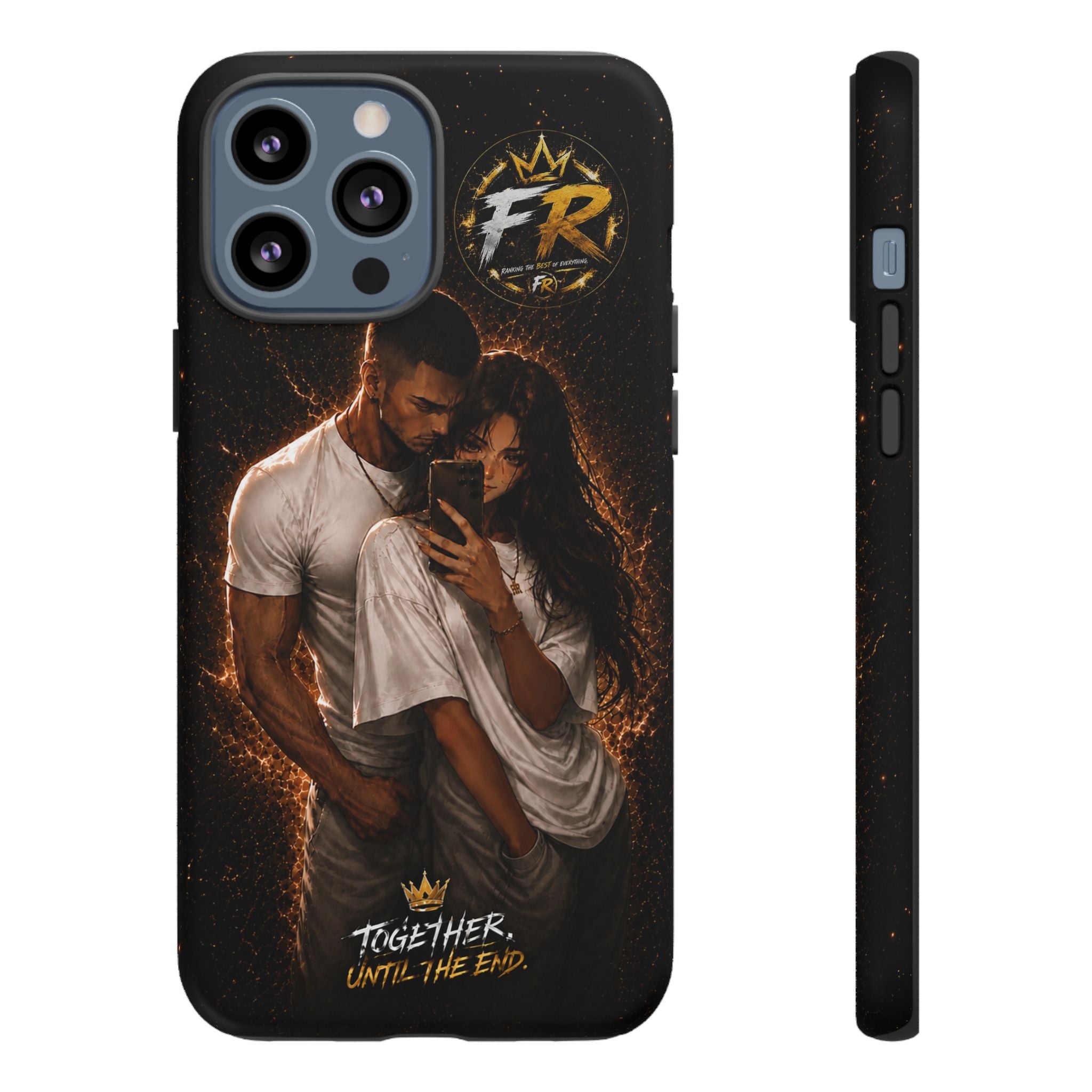Couple Portrait Tough Phone Case iPhone 8 to iPhone 17 Pro Max - "Together Until The End" Protective Cover