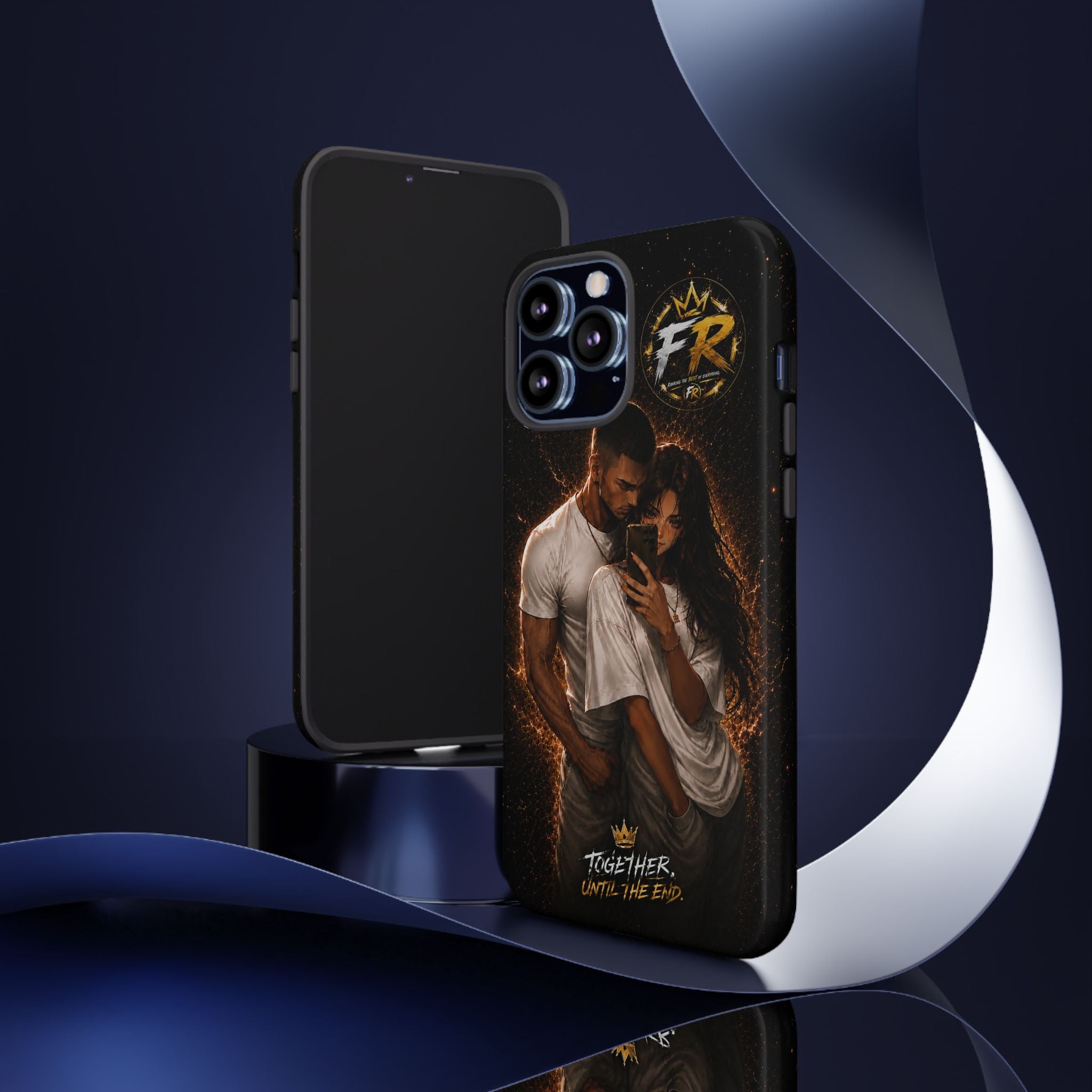 Couple Portrait Tough Phone Case iPhone 8 to iPhone 17 Pro Max - "Together Until The End" Protective Cover