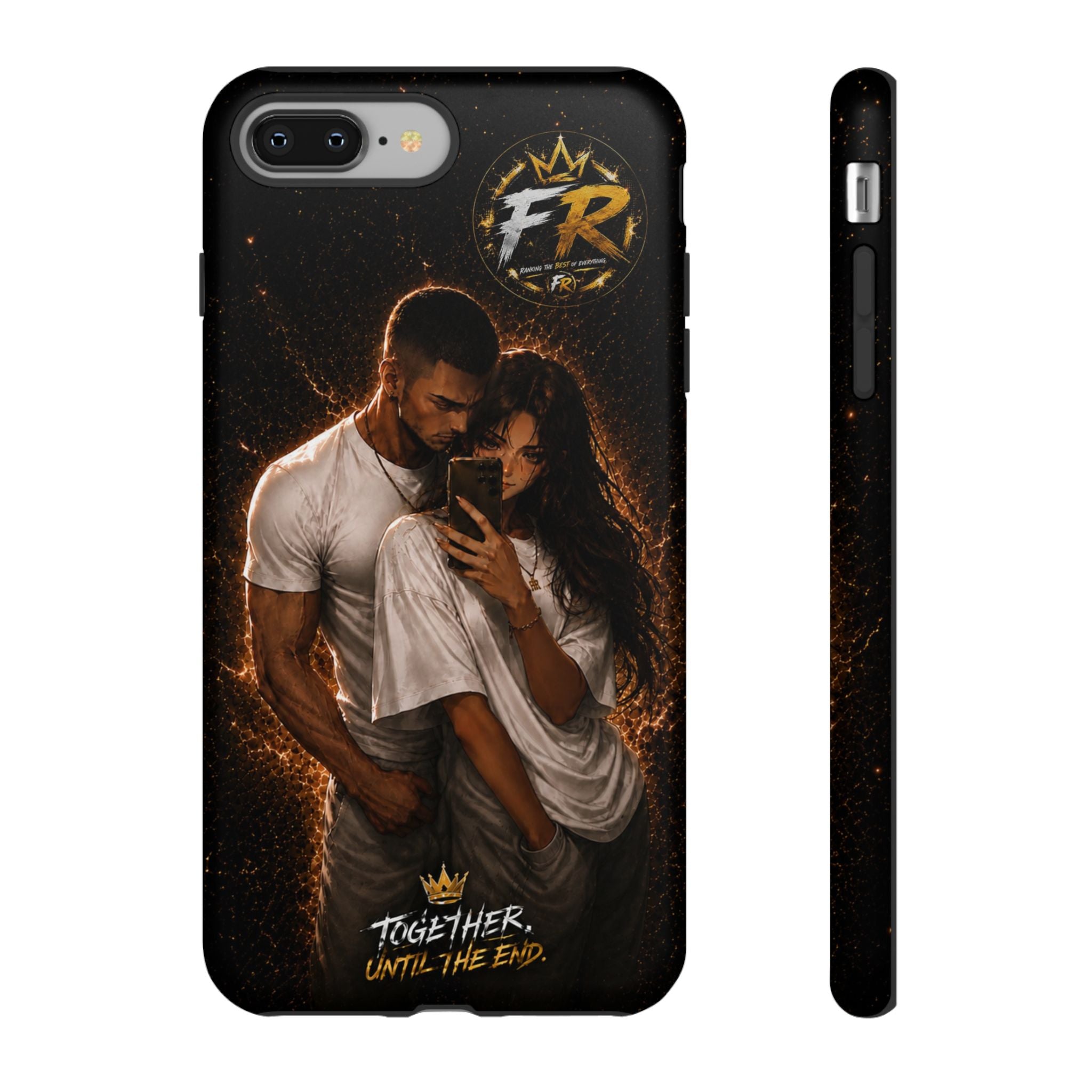 Couple Portrait Tough Phone Case iPhone 8 to iPhone 17 Pro Max - "Together Until The End" Protective Cover