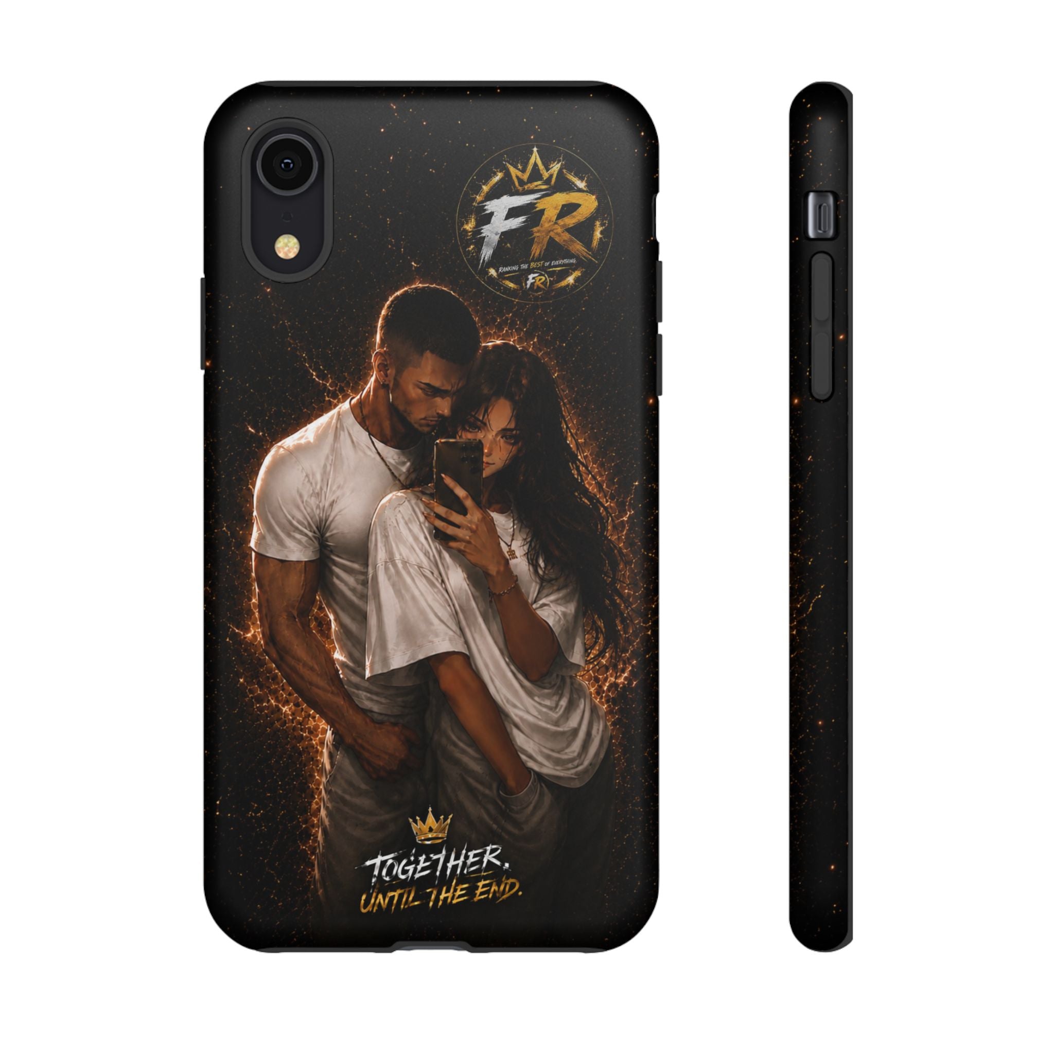 Couple Portrait Tough Phone Case iPhone 8 to iPhone 17 Pro Max - "Together Until The End" Protective Cover