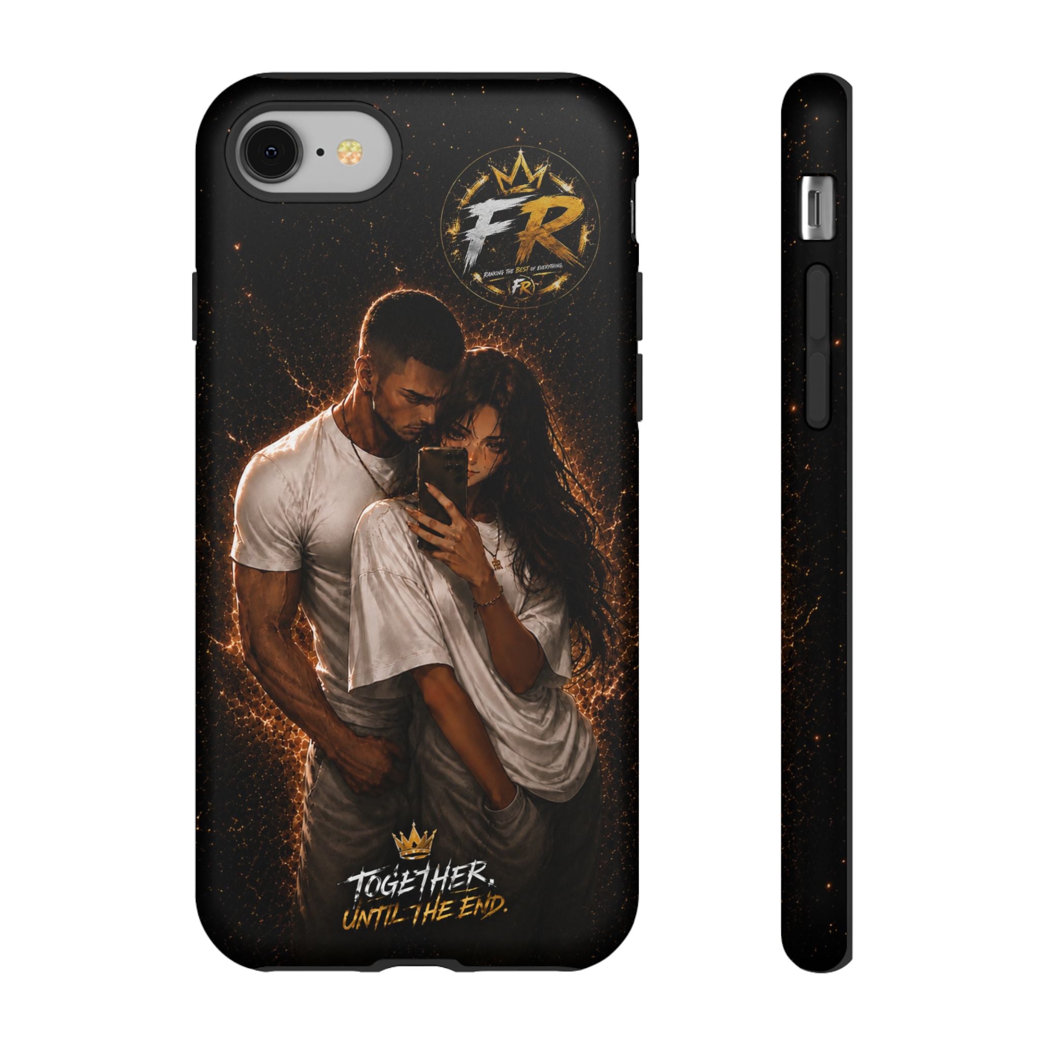 Couple Portrait Tough Phone Case iPhone 8 to iPhone 17 Pro Max - "Together Until The End" Protective Cover