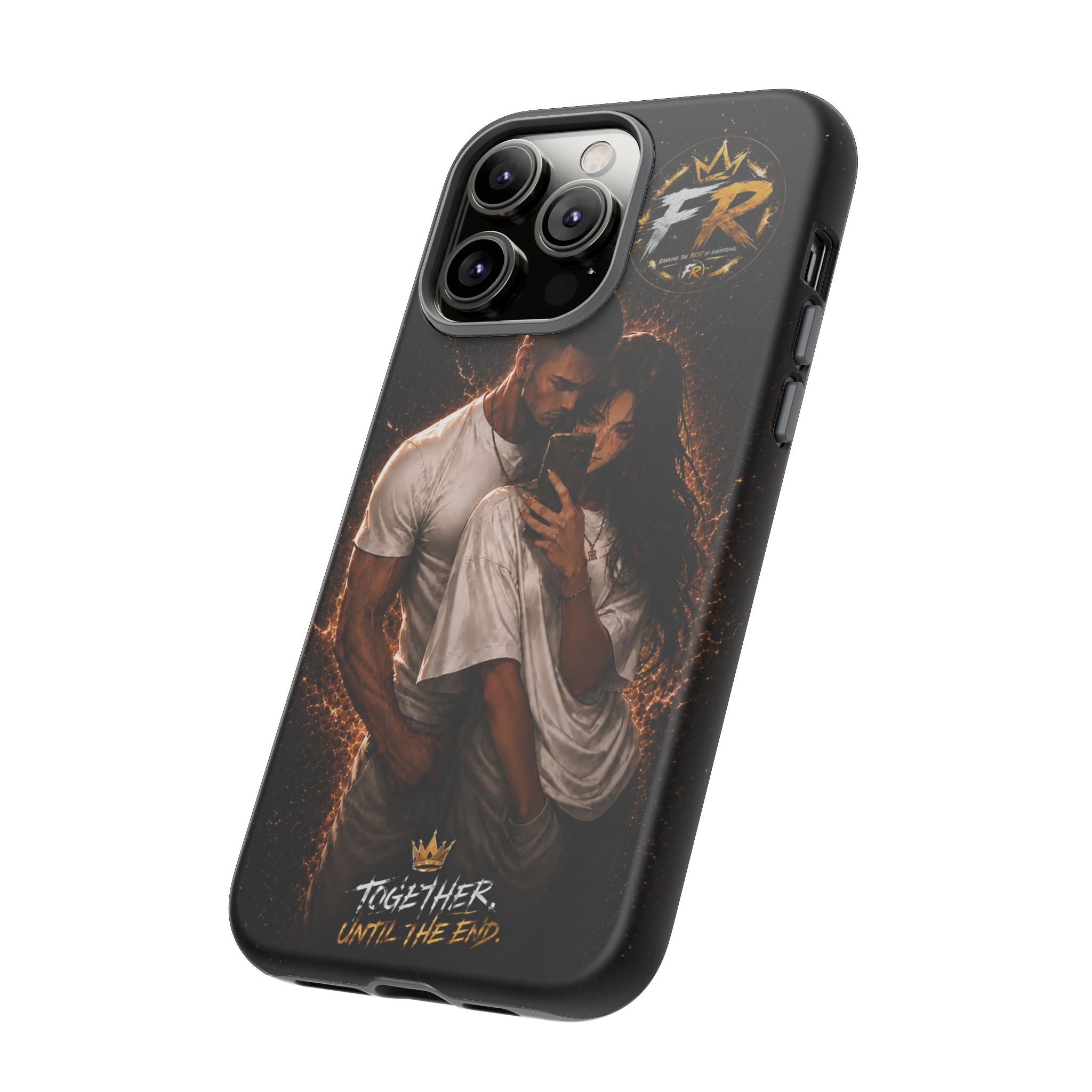 Couple Portrait Tough Phone Case iPhone 8 to iPhone 17 Pro Max - "Together Until The End" Protective Cover