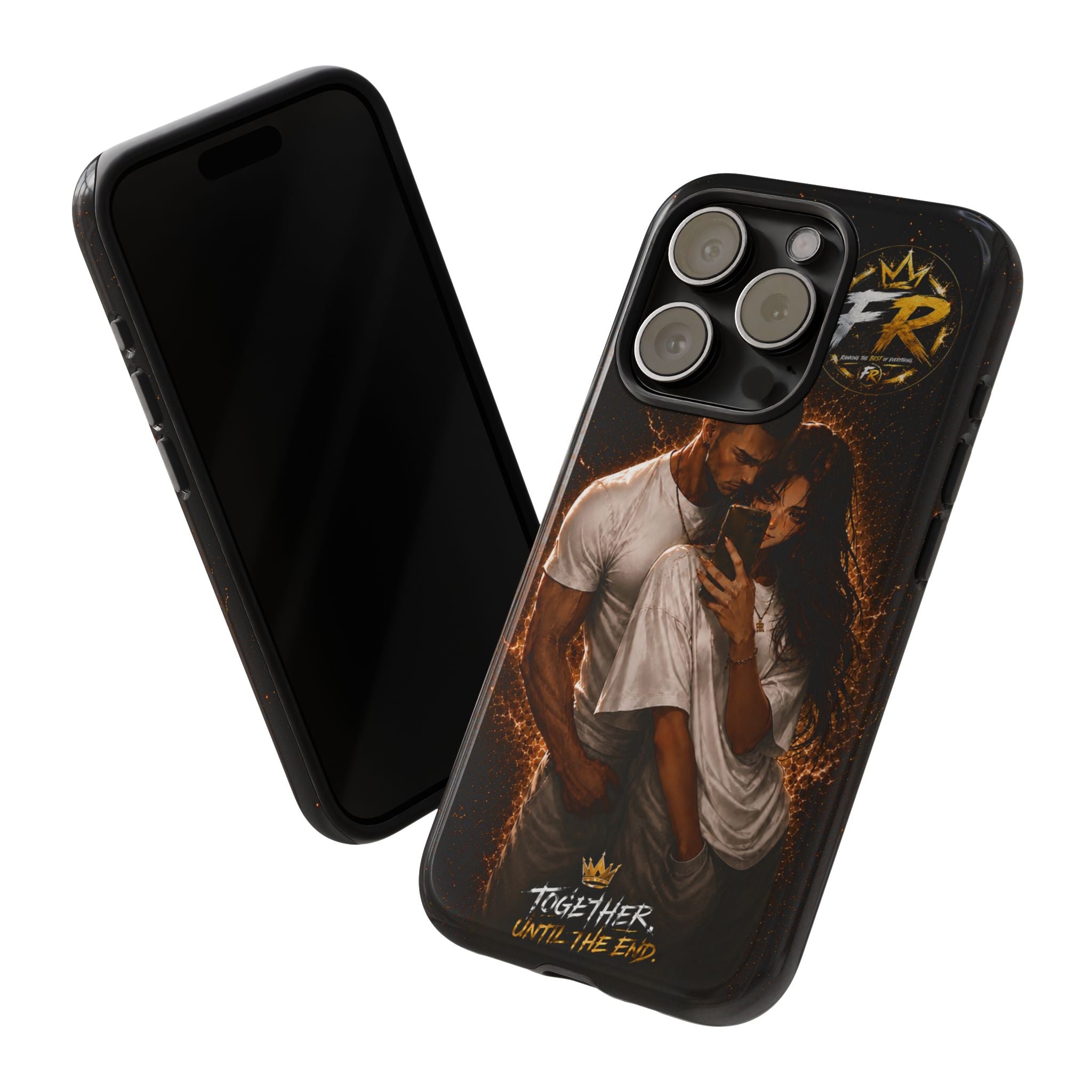 Couple Portrait Tough Phone Case iPhone 8 to iPhone 17 Pro Max - "Together Until The End" Protective Cover