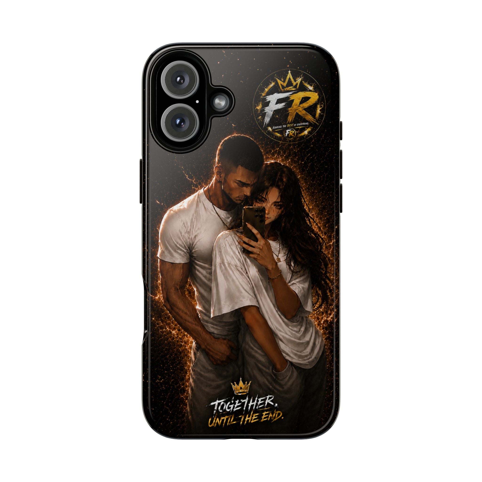 Couple Portrait Tough Phone Case iPhone 8 to iPhone 17 Pro Max - "Together Until The End" Protective Cover
