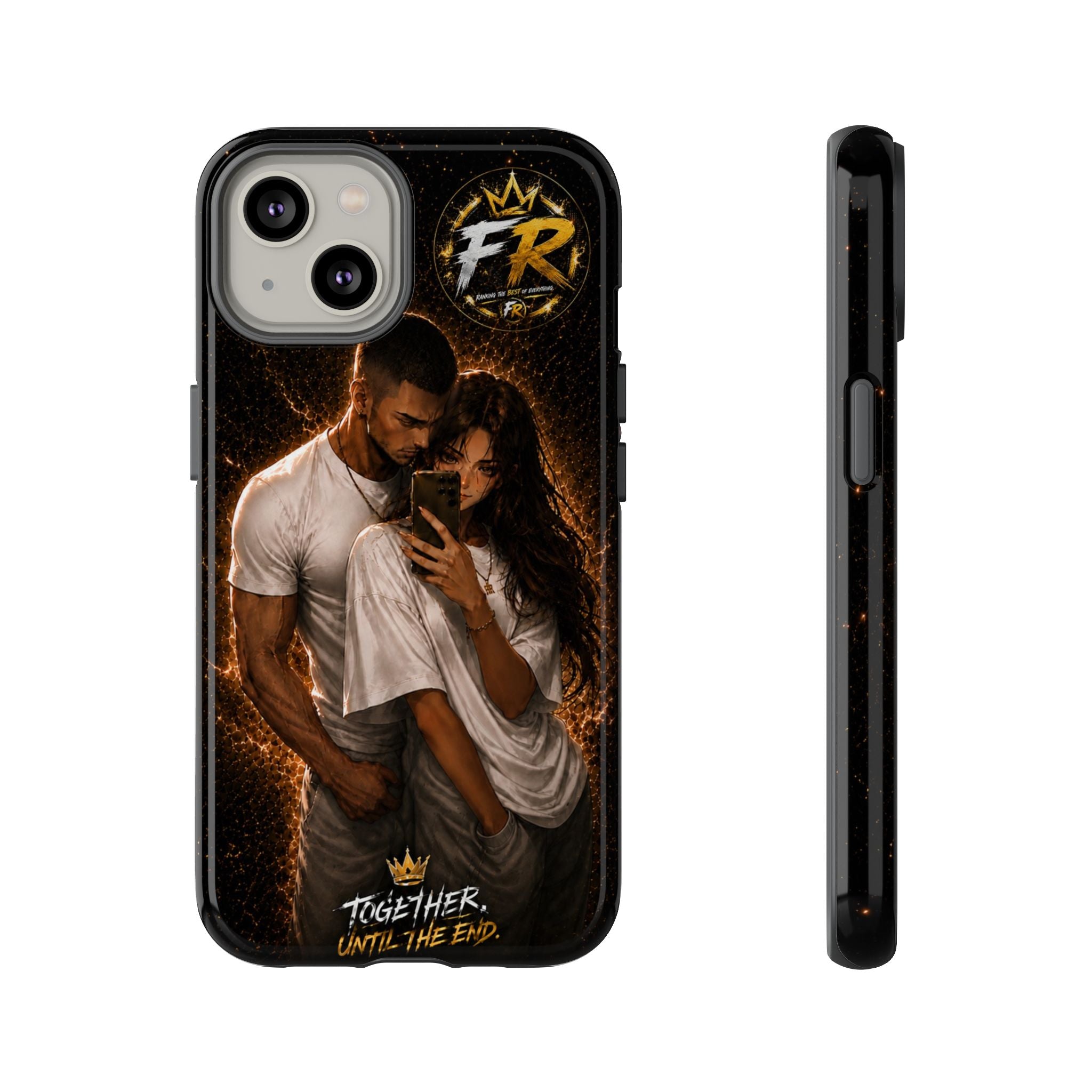 Couple Portrait Tough Phone Case iPhone 8 to iPhone 17 Pro Max - "Together Until The End" Protective Cover