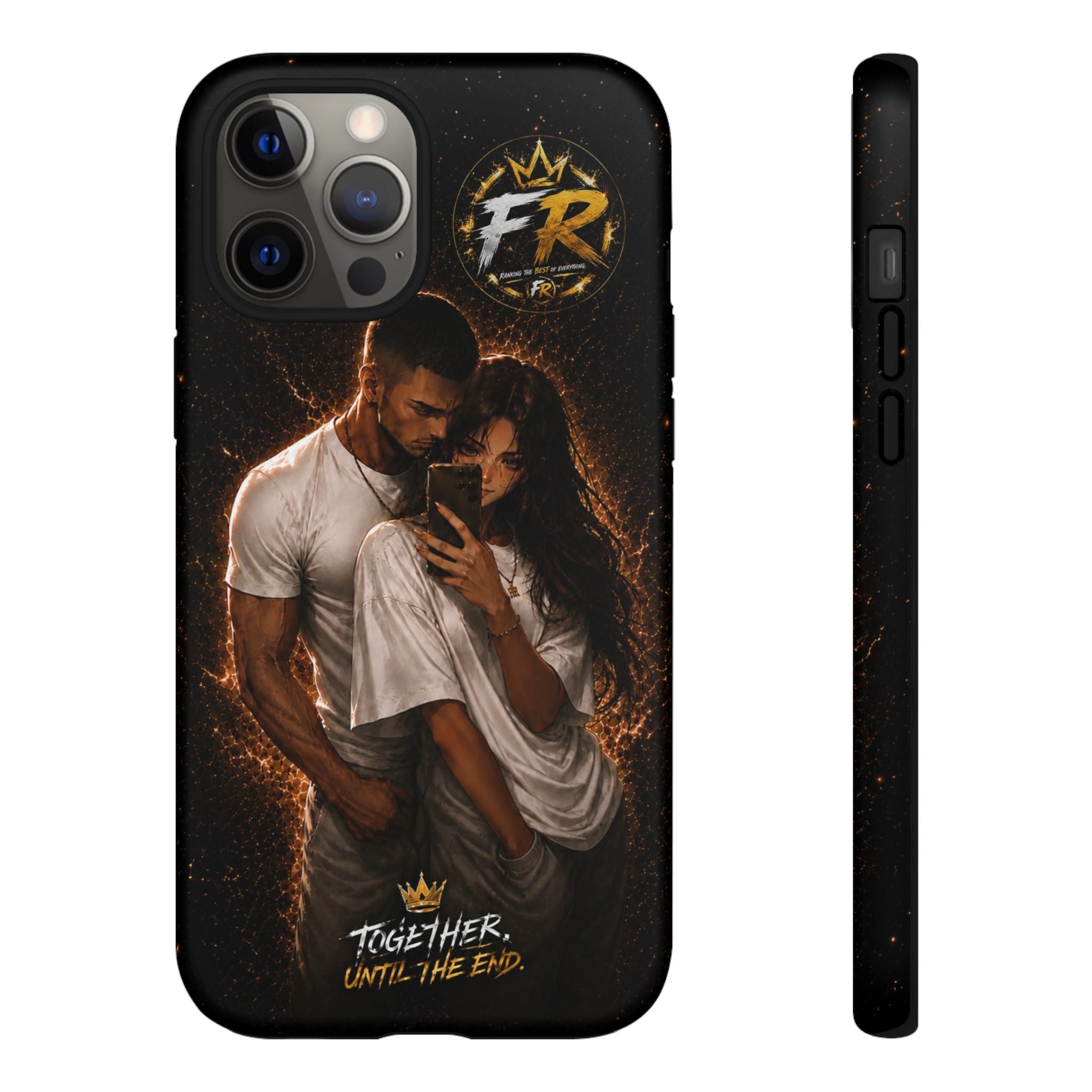 Couple Portrait Tough Phone Case iPhone 8 to iPhone 17 Pro Max - "Together Until The End" Protective Cover