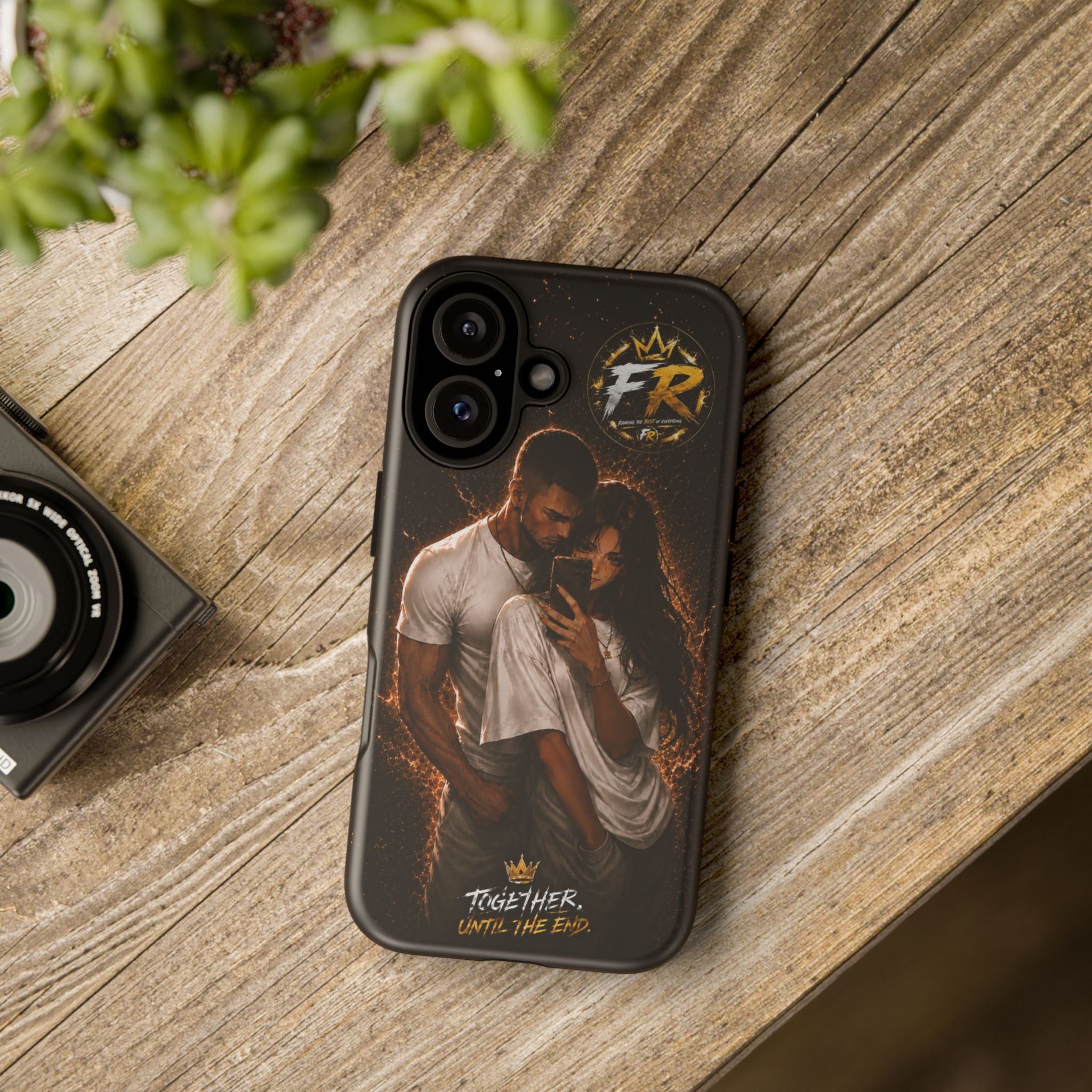 Couple Portrait Tough Phone Case iPhone 8 to iPhone 17 Pro Max - "Together Until The End" Protective Cover