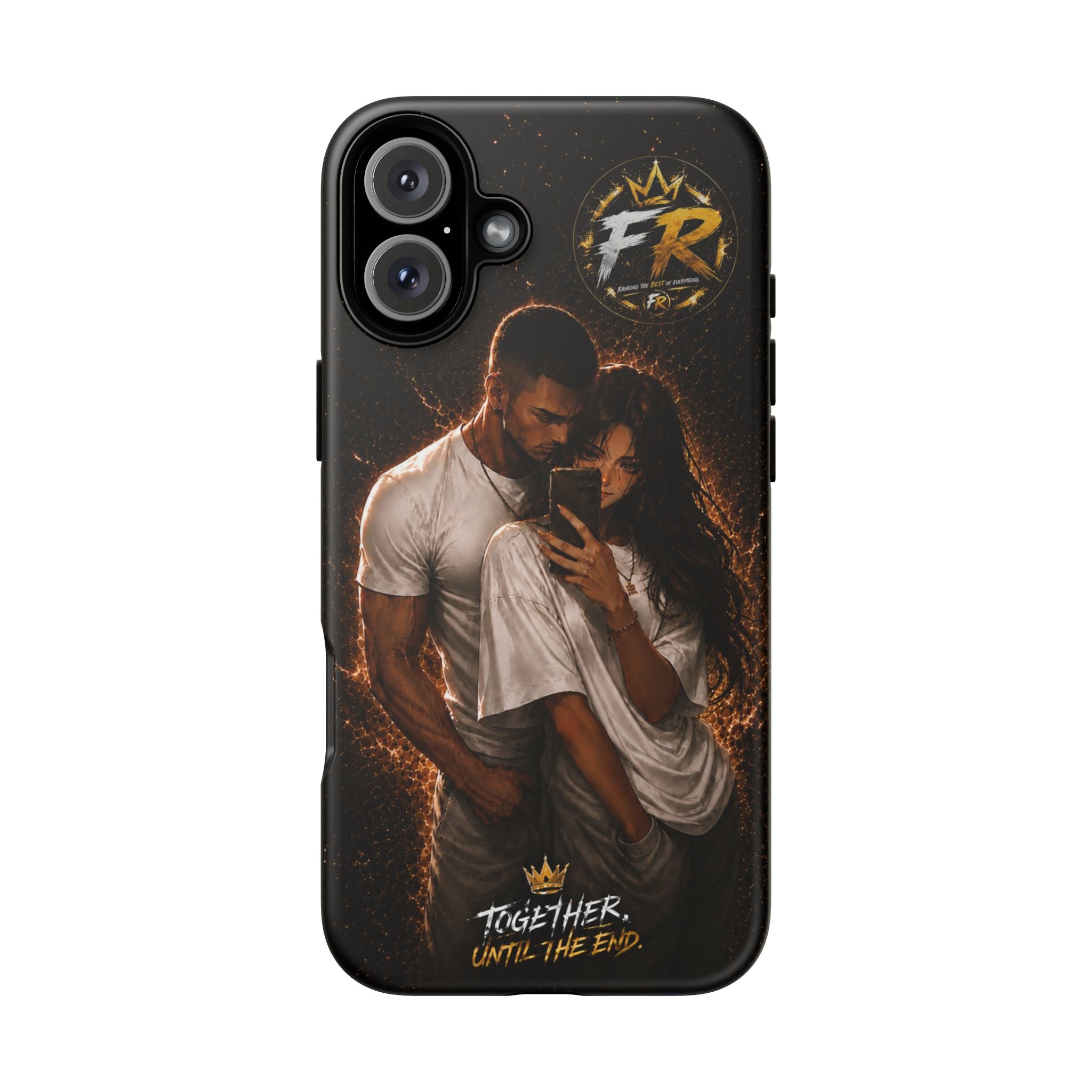 Couple Portrait Tough Phone Case iPhone 8 to iPhone 17 Pro Max - "Together Until The End" Protective Cover
