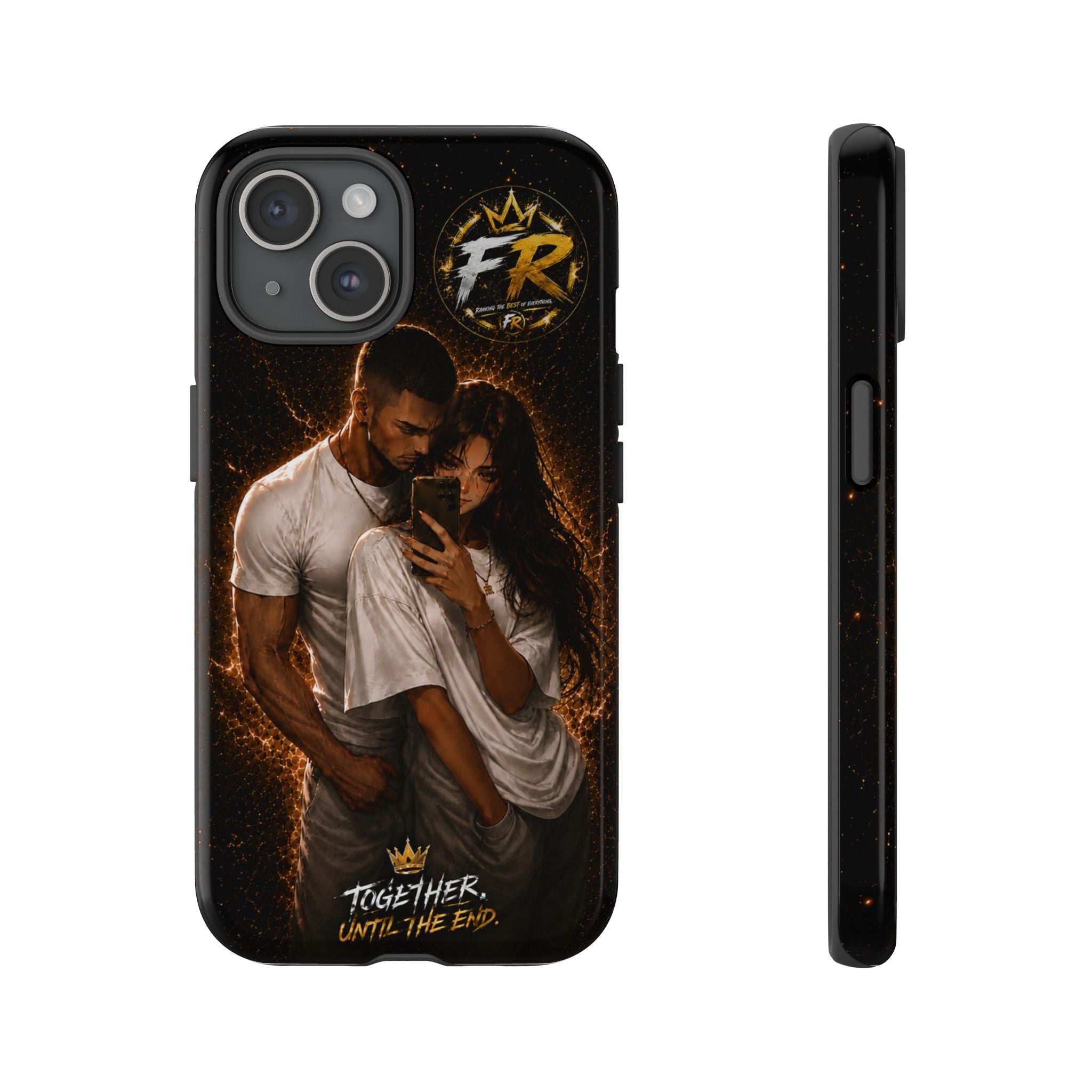 Couple Portrait Tough Phone Case iPhone 8 to iPhone 17 Pro Max - "Together Until The End" Protective Cover