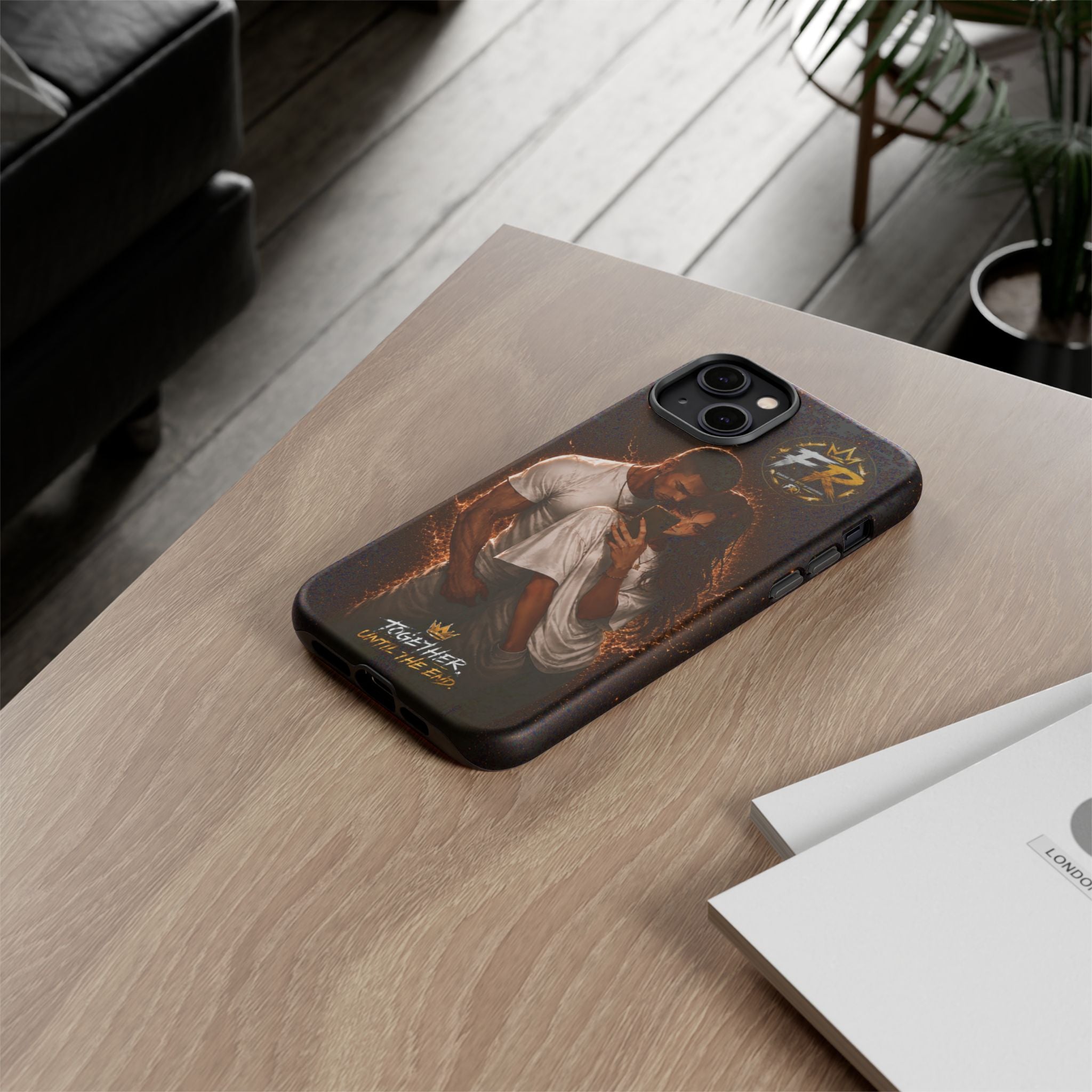 Couple Portrait Tough Phone Case iPhone 8 to iPhone 17 Pro Max - "Together Until The End" Protective Cover