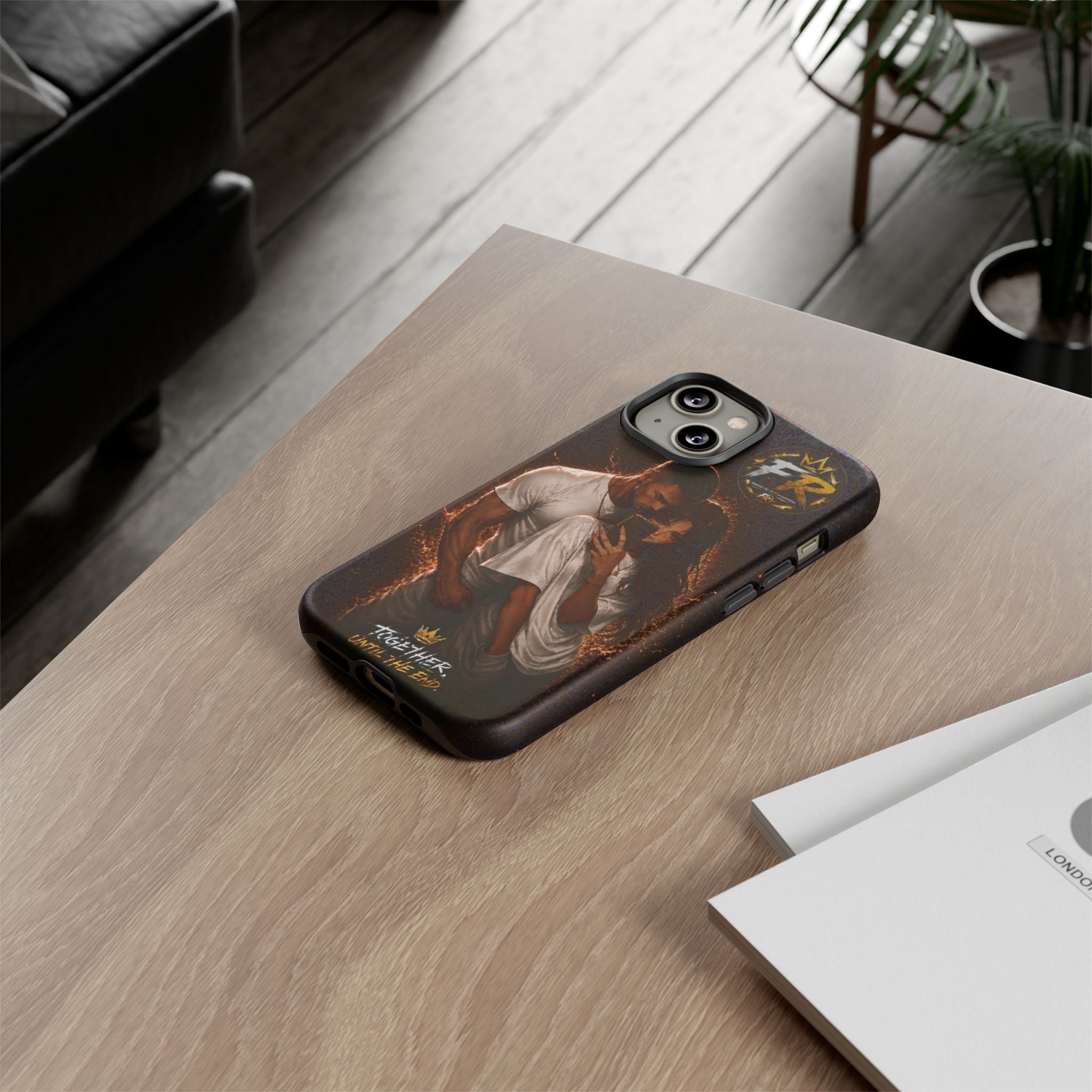 Couple Portrait Tough Phone Case iPhone 8 to iPhone 17 Pro Max - "Together Until The End" Protective Cover