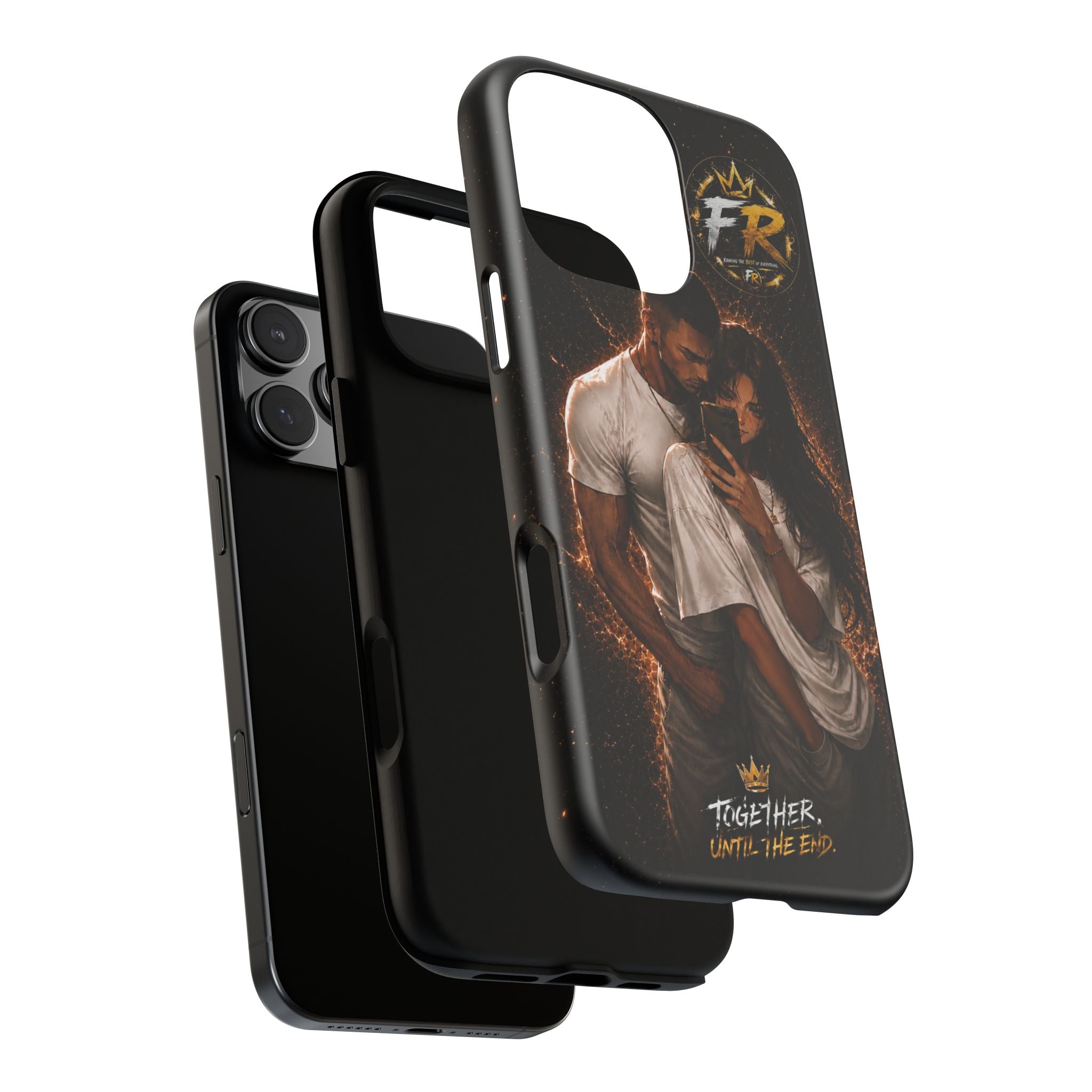 Couple Portrait Tough Phone Case iPhone 8 to iPhone 17 Pro Max - "Together Until The End" Protective Cover