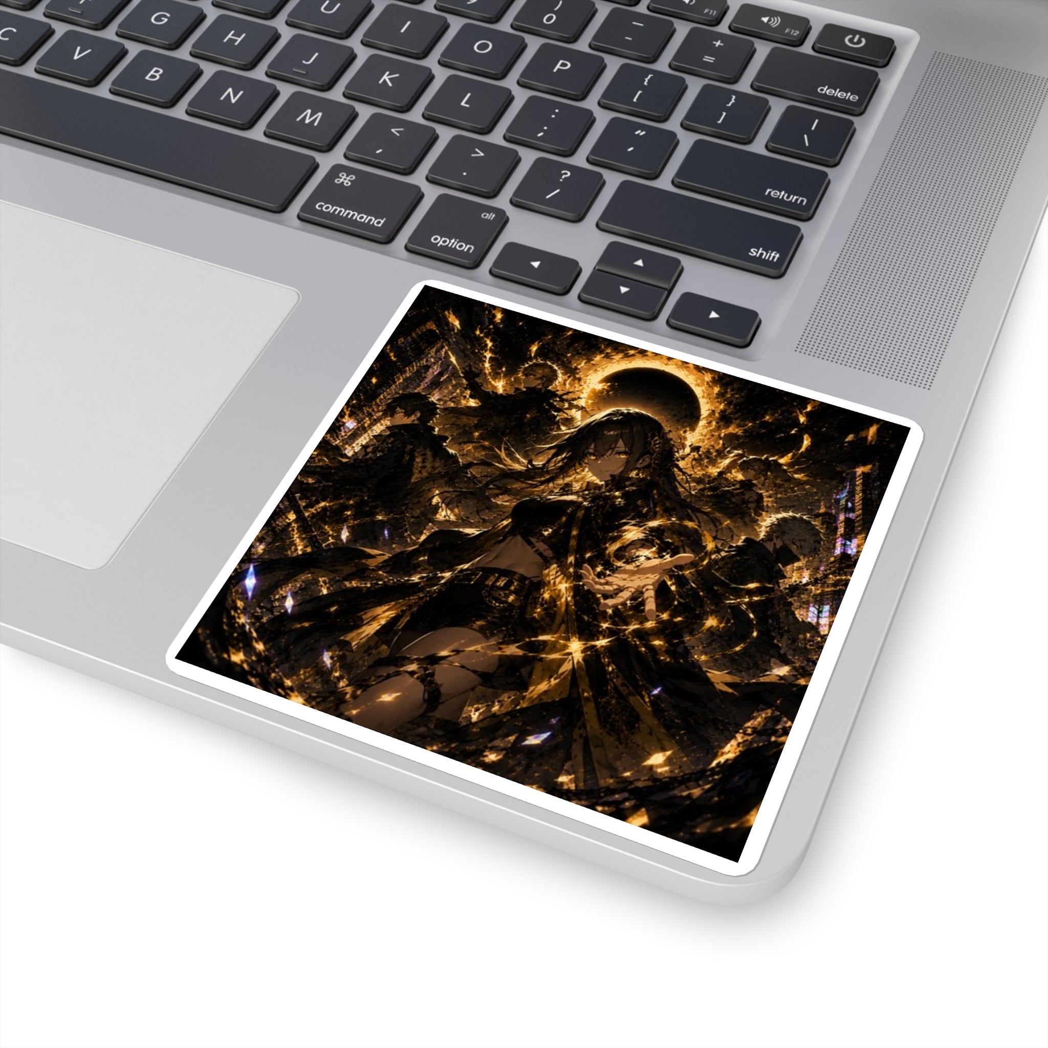 Mystic Eclipse Anime Square Sticker — Dark Fantasy Glow Laptop Decal