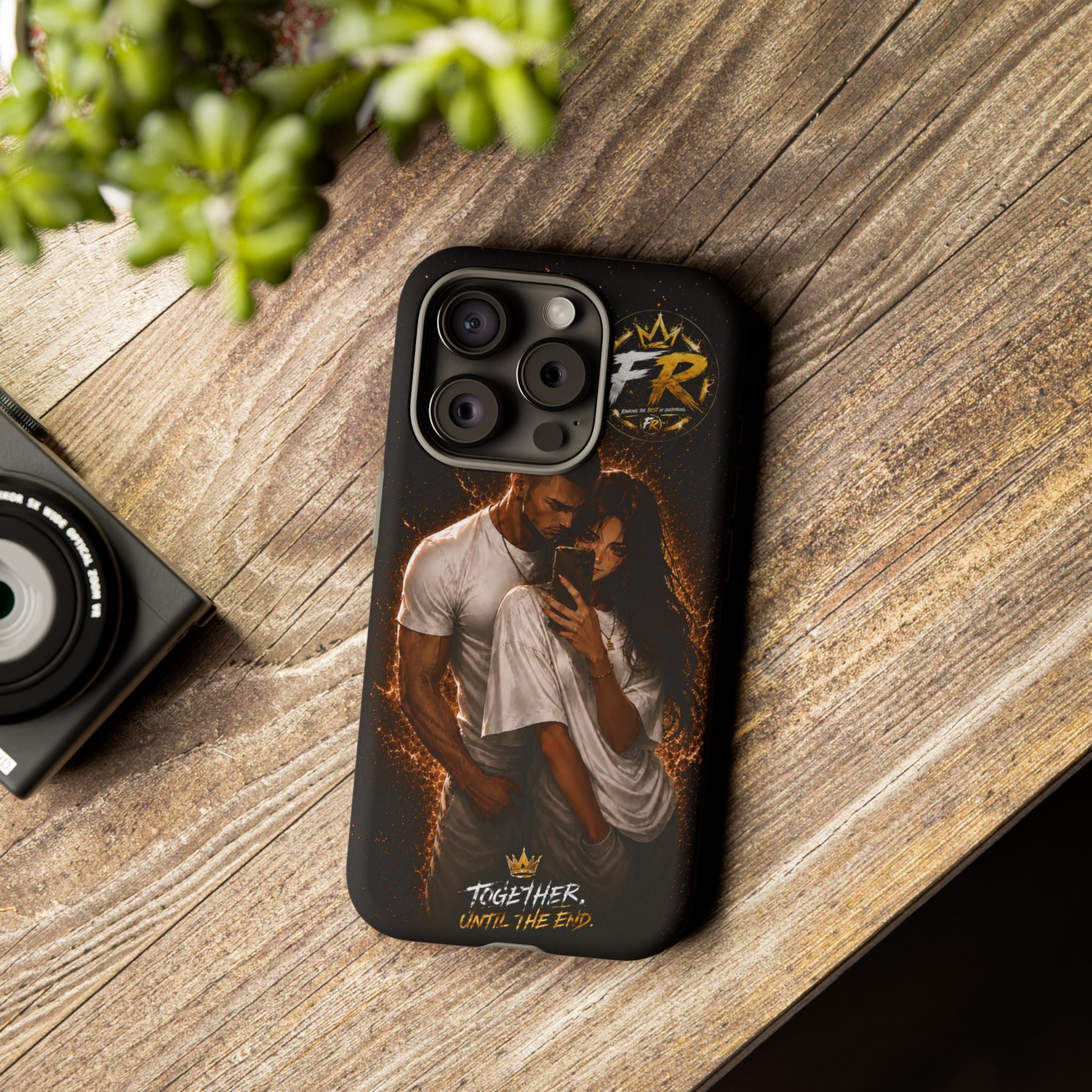 Couple Portrait Tough Phone Case iPhone 8 to iPhone 17 Pro Max - "Together Until The End" Protective Cover
