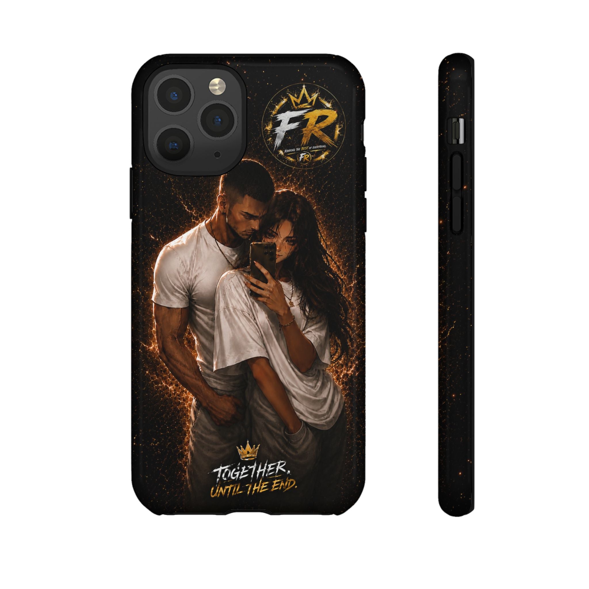 Couple Portrait Tough Phone Case iPhone 8 to iPhone 17 Pro Max - "Together Until The End" Protective Cover