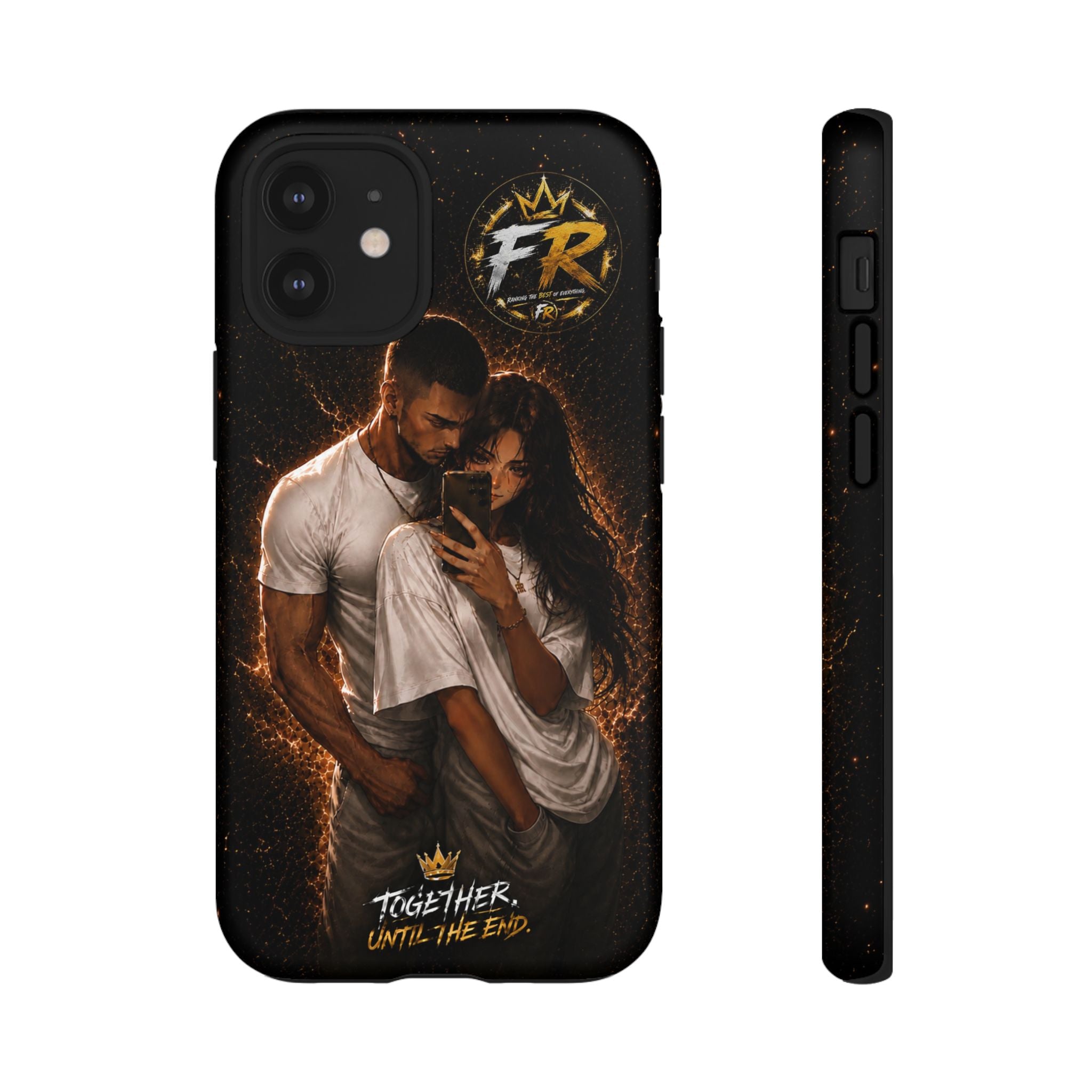 Couple Portrait Tough Phone Case iPhone 8 to iPhone 17 Pro Max - "Together Until The End" Protective Cover