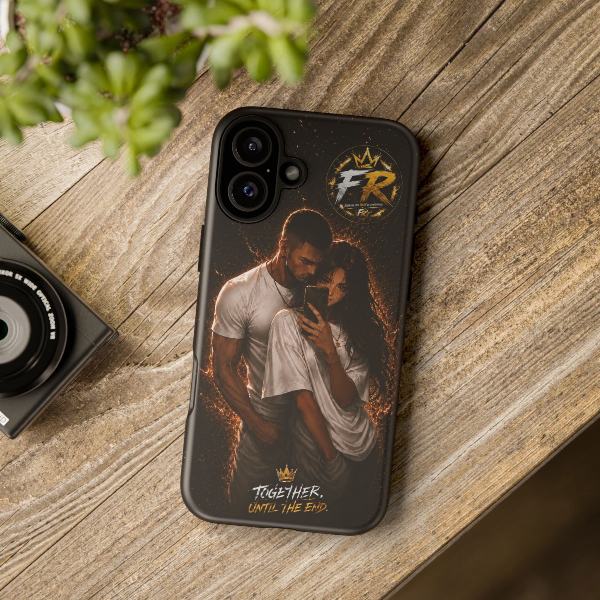 Couple Portrait Tough Phone Case iPhone 8 to iPhone 17 Pro Max - "Together Until The End" Protective Cover