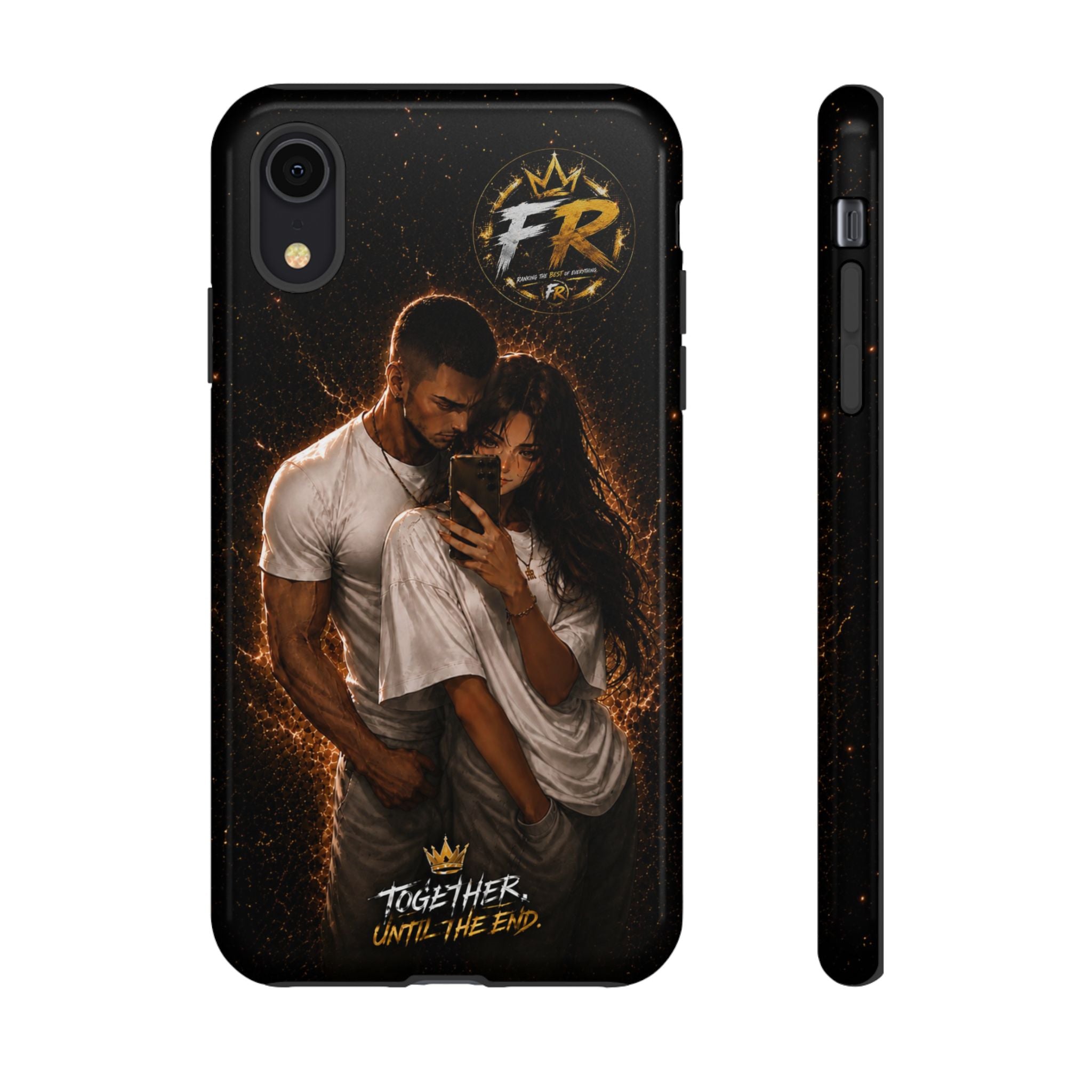 Couple Portrait Tough Phone Case iPhone 8 to iPhone 17 Pro Max - "Together Until The End" Protective Cover