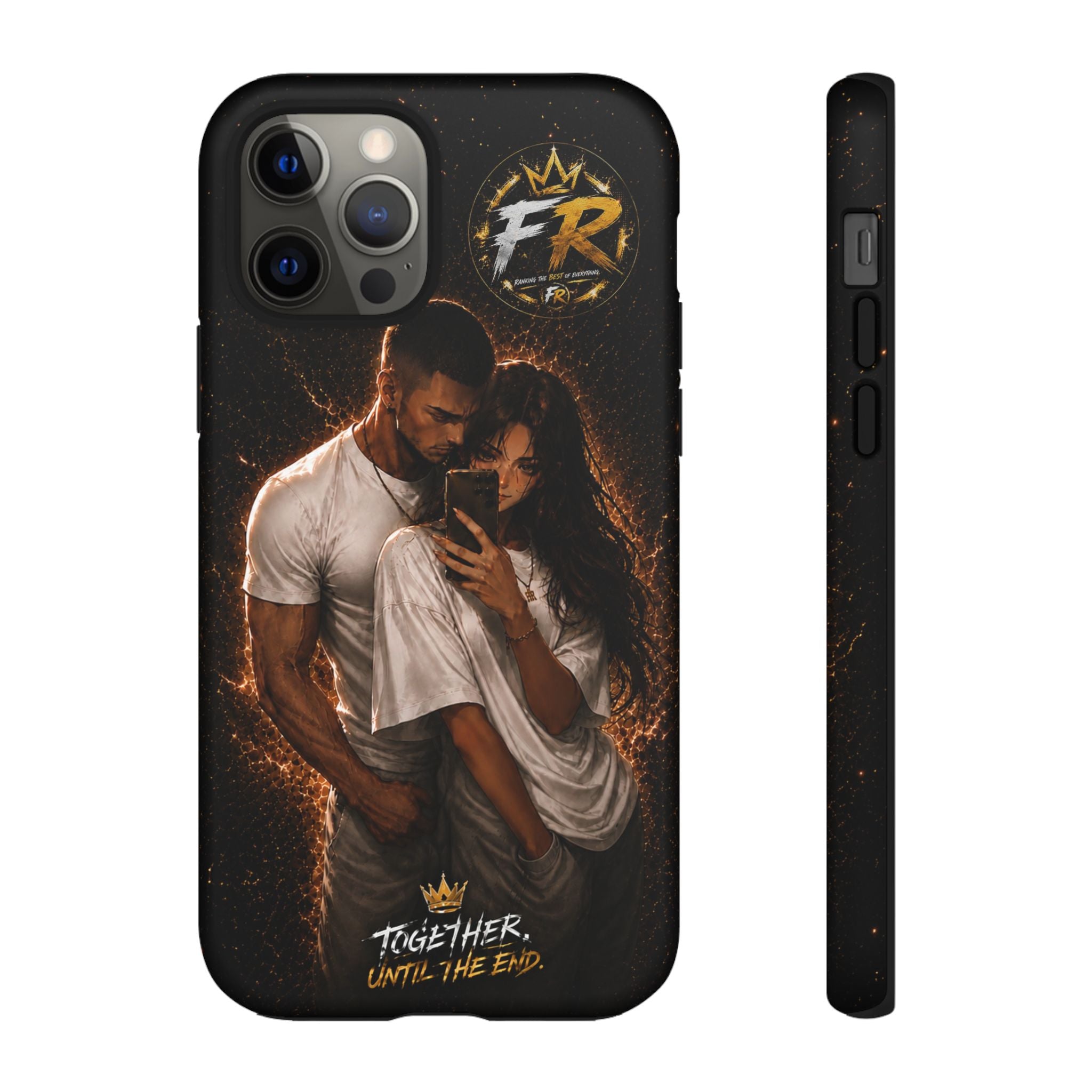 Couple Portrait Tough Phone Case iPhone 8 to iPhone 17 Pro Max - "Together Until The End" Protective Cover