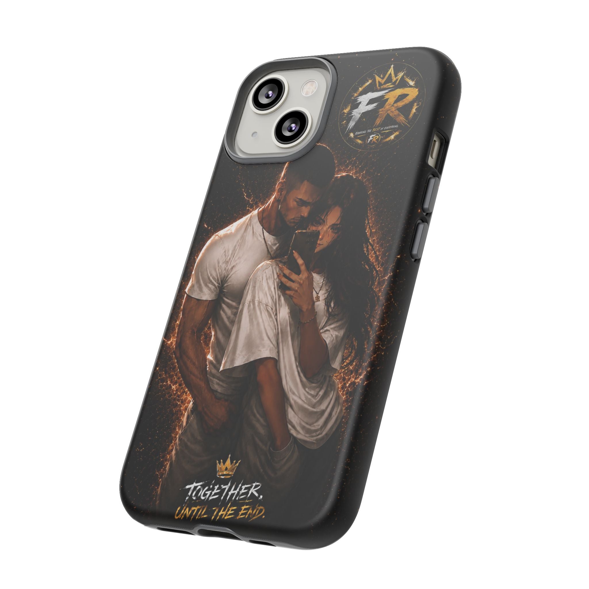 Couple Portrait Tough Phone Case iPhone 8 to iPhone 17 Pro Max - "Together Until The End" Protective Cover