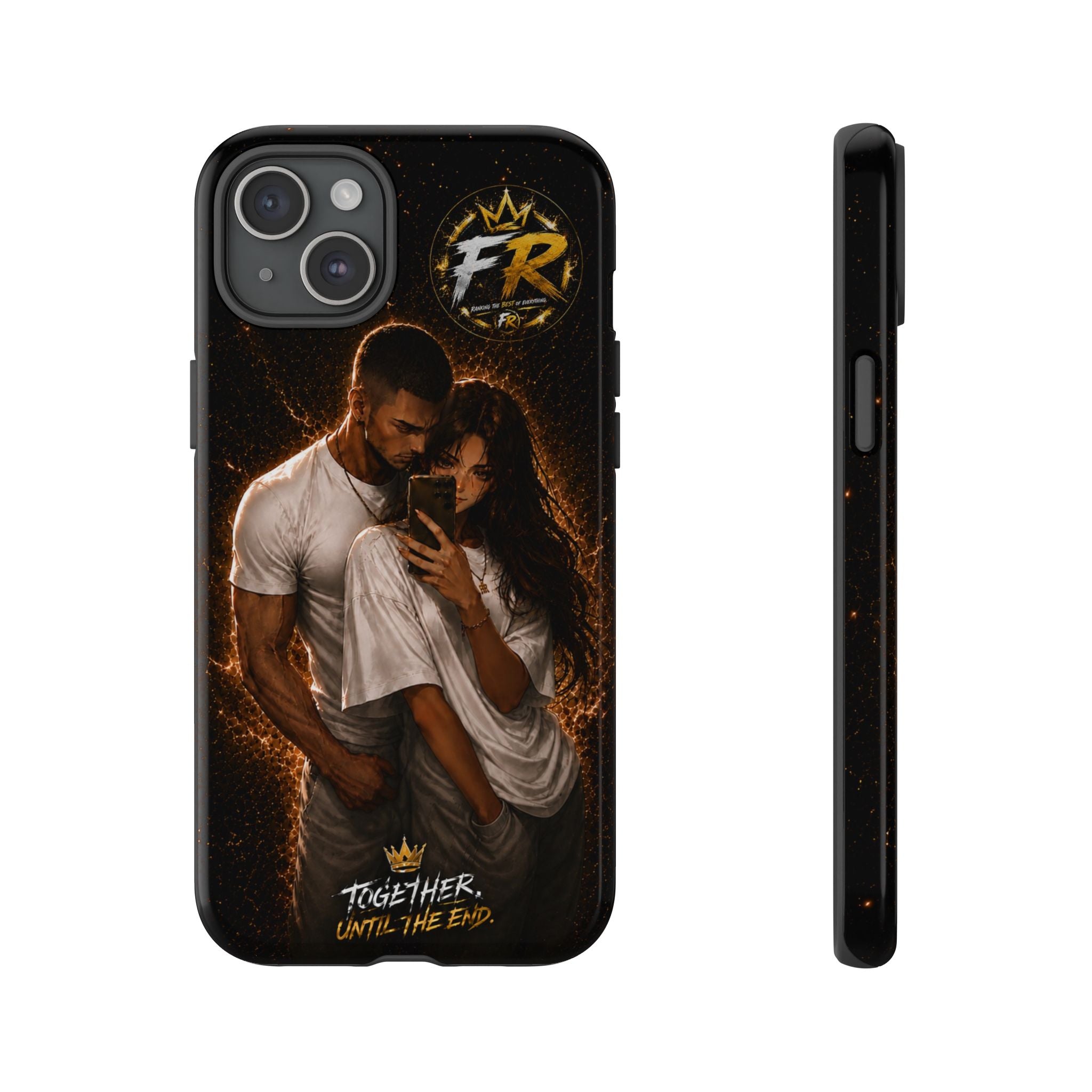 Couple Portrait Tough Phone Case iPhone 8 to iPhone 17 Pro Max - "Together Until The End" Protective Cover