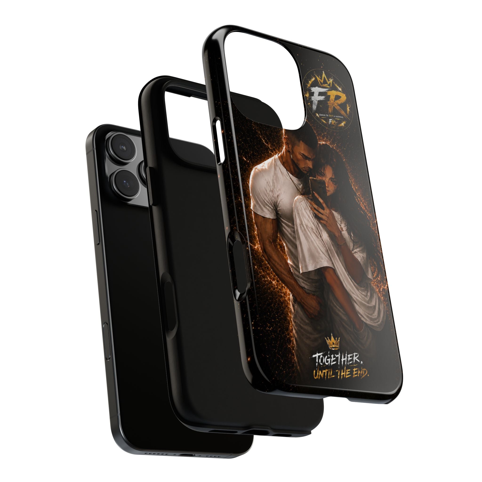 Couple Portrait Tough Phone Case iPhone 8 to iPhone 17 Pro Max - "Together Until The End" Protective Cover
