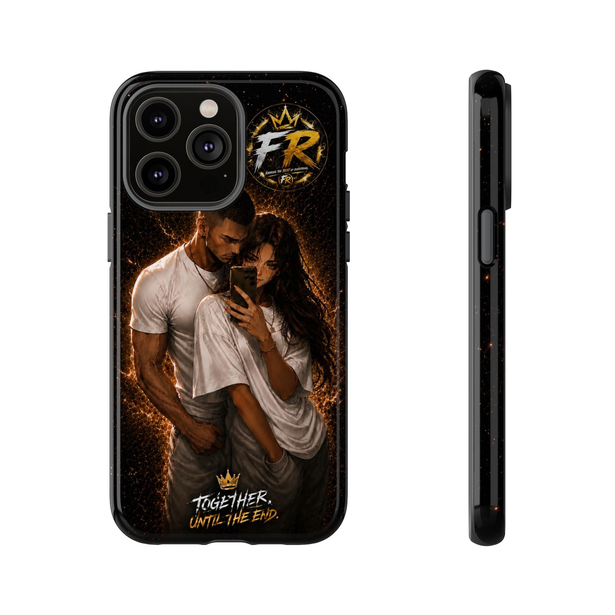 Couple Portrait Tough Phone Case iPhone 8 to iPhone 17 Pro Max - "Together Until The End" Protective Cover