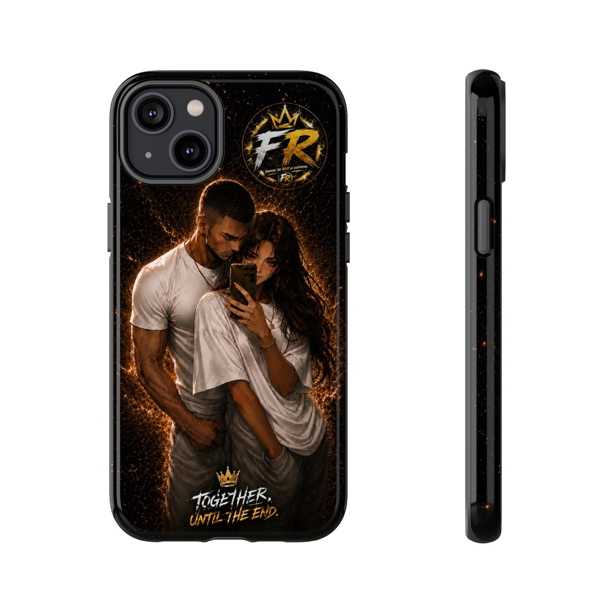 Couple Portrait Tough Phone Case iPhone 8 to iPhone 17 Pro Max - "Together Until The End" Protective Cover