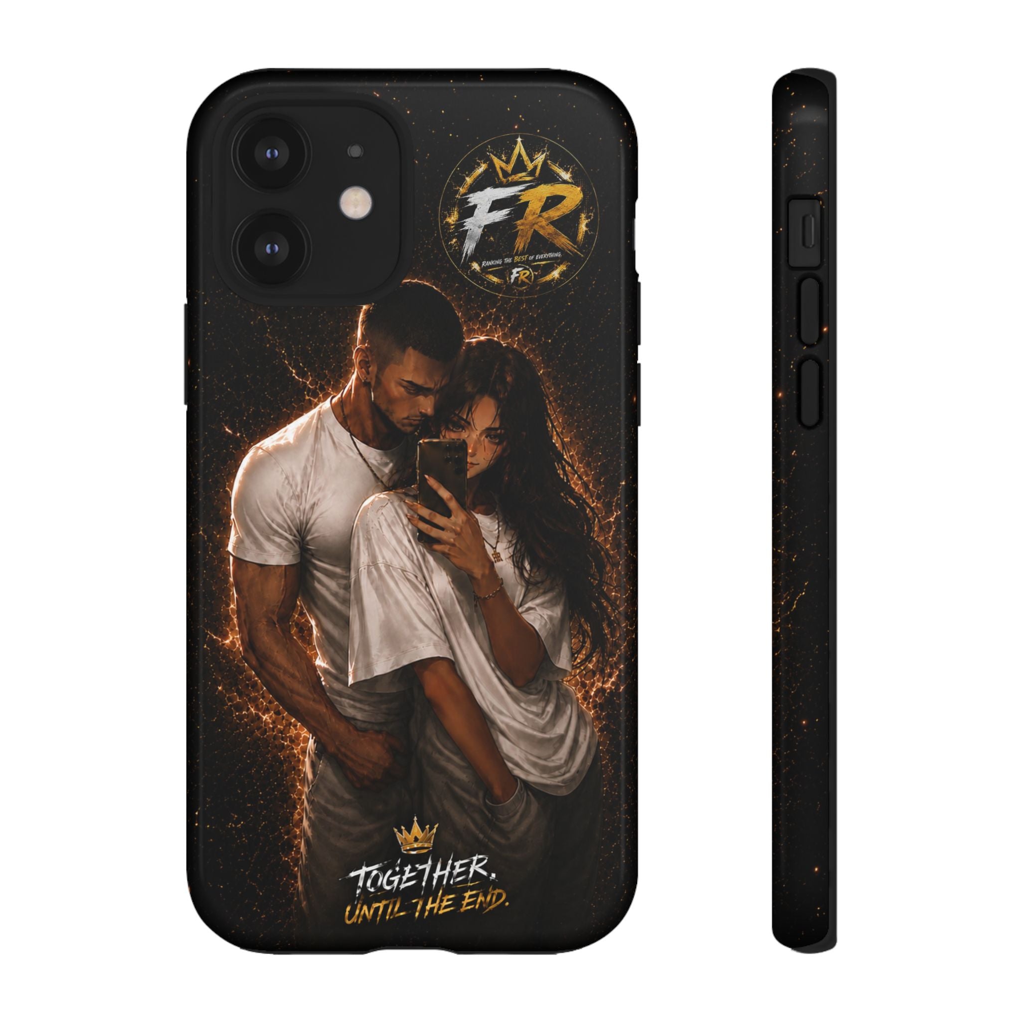 Couple Portrait Tough Phone Case iPhone 8 to iPhone 17 Pro Max - "Together Until The End" Protective Cover