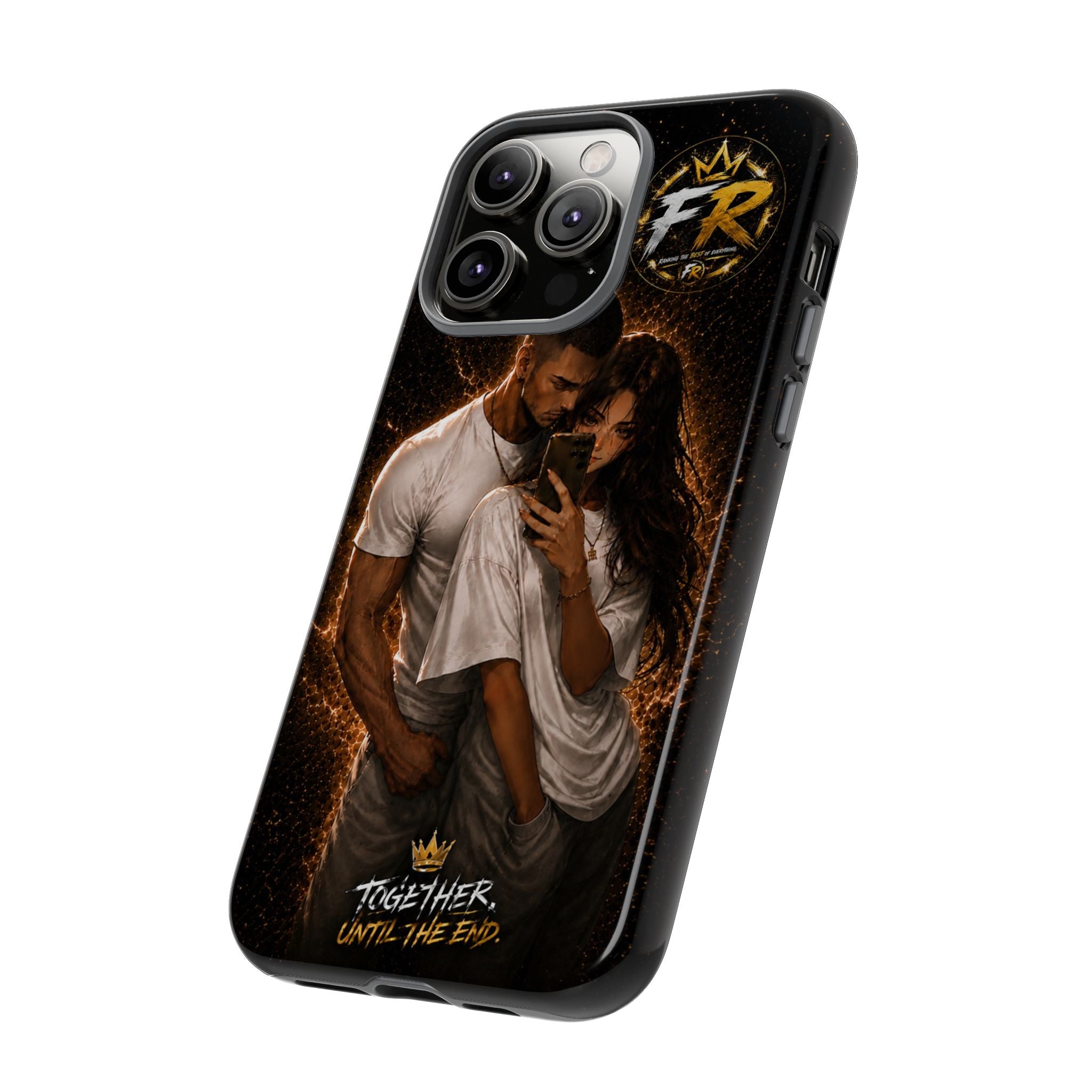 Couple Portrait Tough Phone Case iPhone 8 to iPhone 17 Pro Max - "Together Until The End" Protective Cover