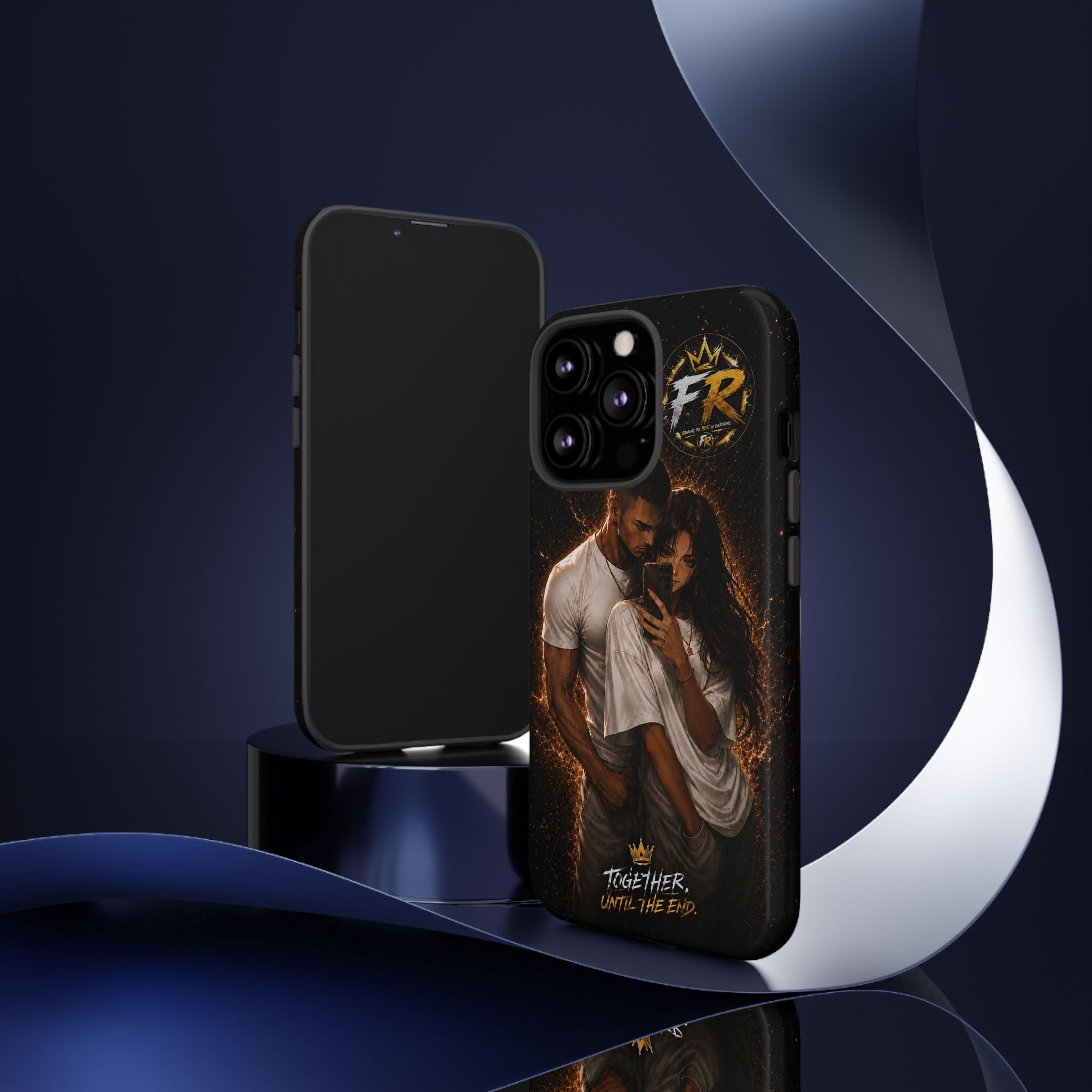 Couple Portrait Tough Phone Case iPhone 8 to iPhone 17 Pro Max - "Together Until The End" Protective Cover