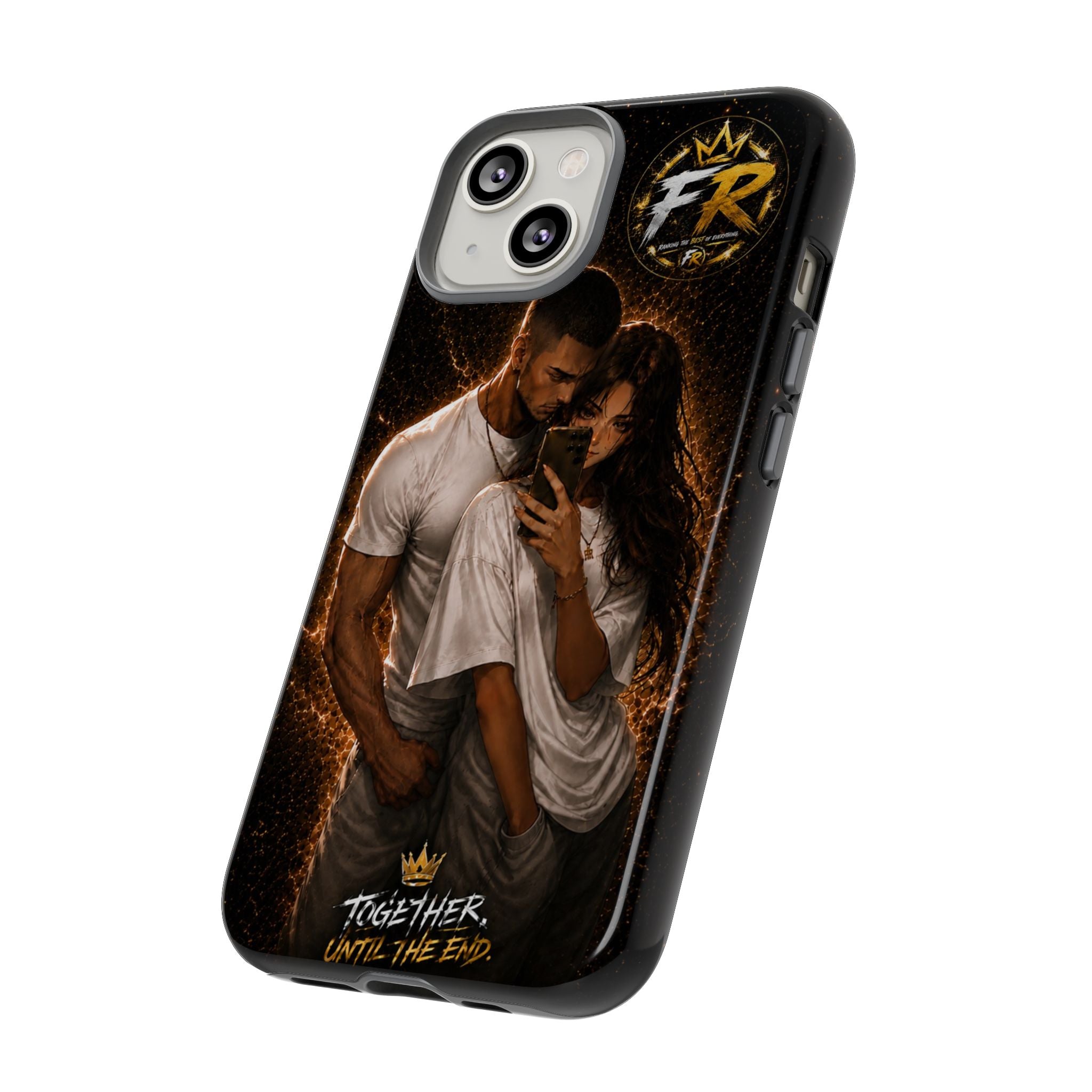 Couple Portrait Tough Phone Case iPhone 8 to iPhone 17 Pro Max - "Together Until The End" Protective Cover