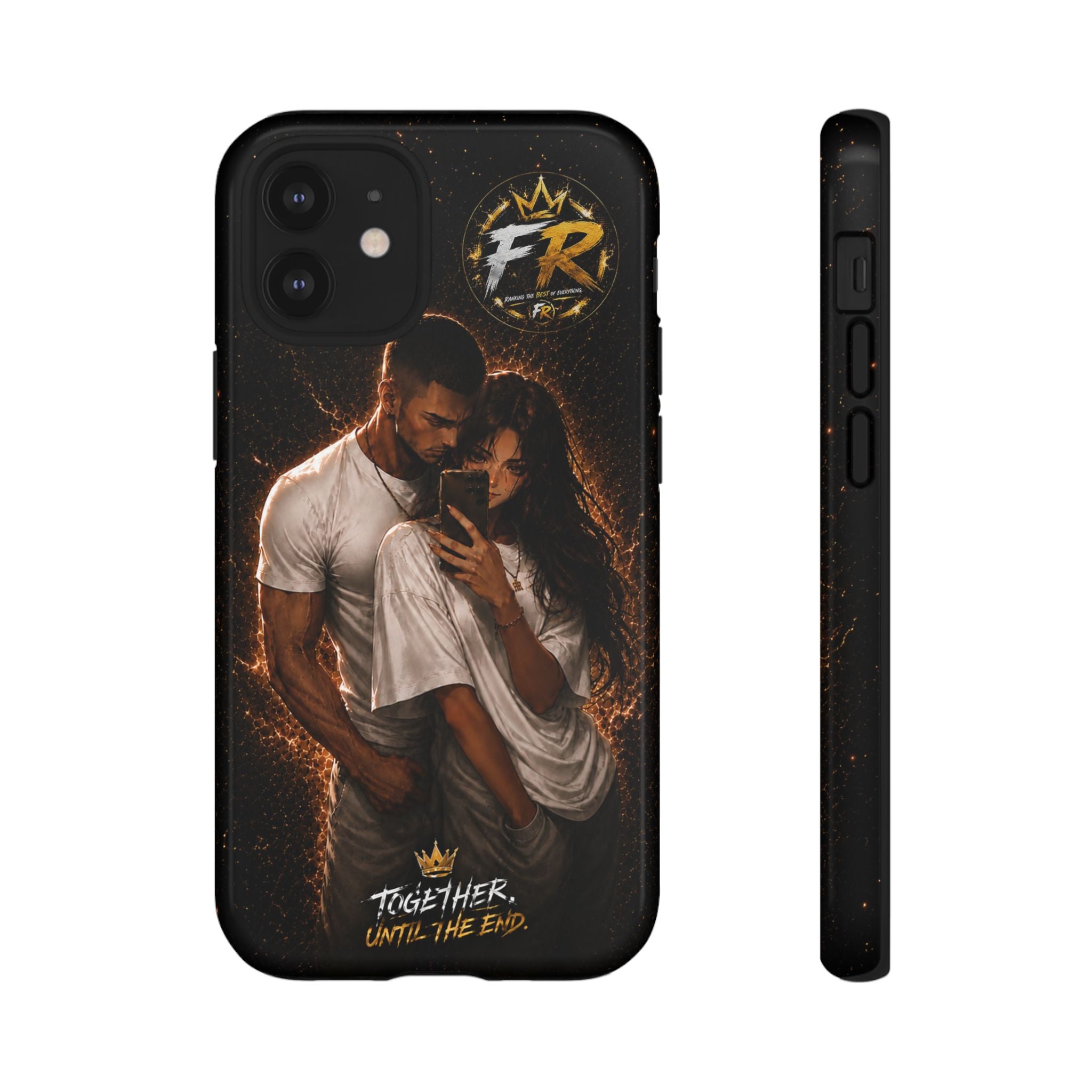 Couple Portrait Tough Phone Case iPhone 8 to iPhone 17 Pro Max - "Together Until The End" Protective Cover